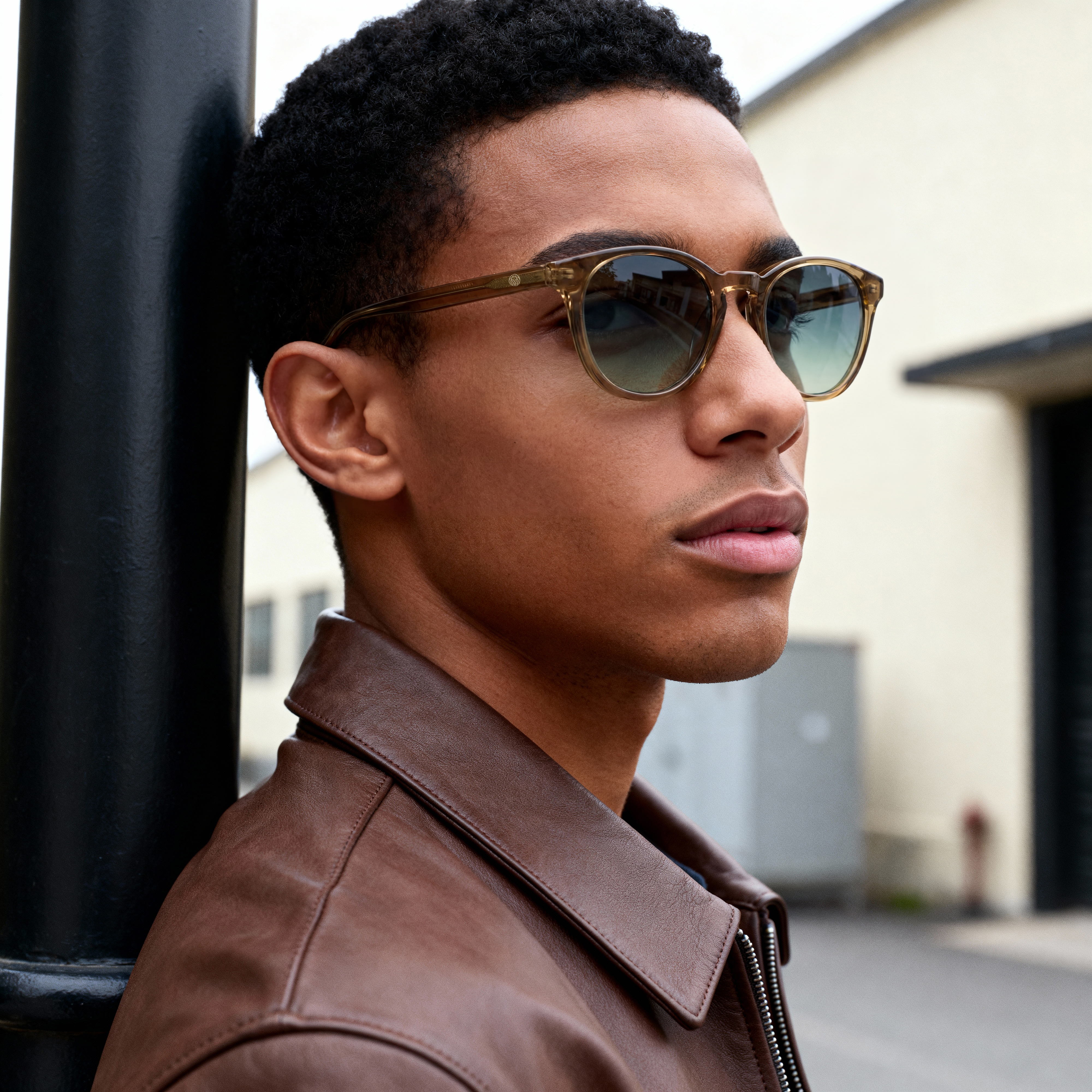 Runda Flaskgröna Hornbågade Depp-solglasögon - 2