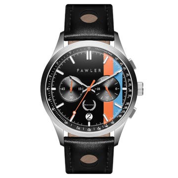 Monterey  | Orange & Blue Racing Chronograph Leather Watch