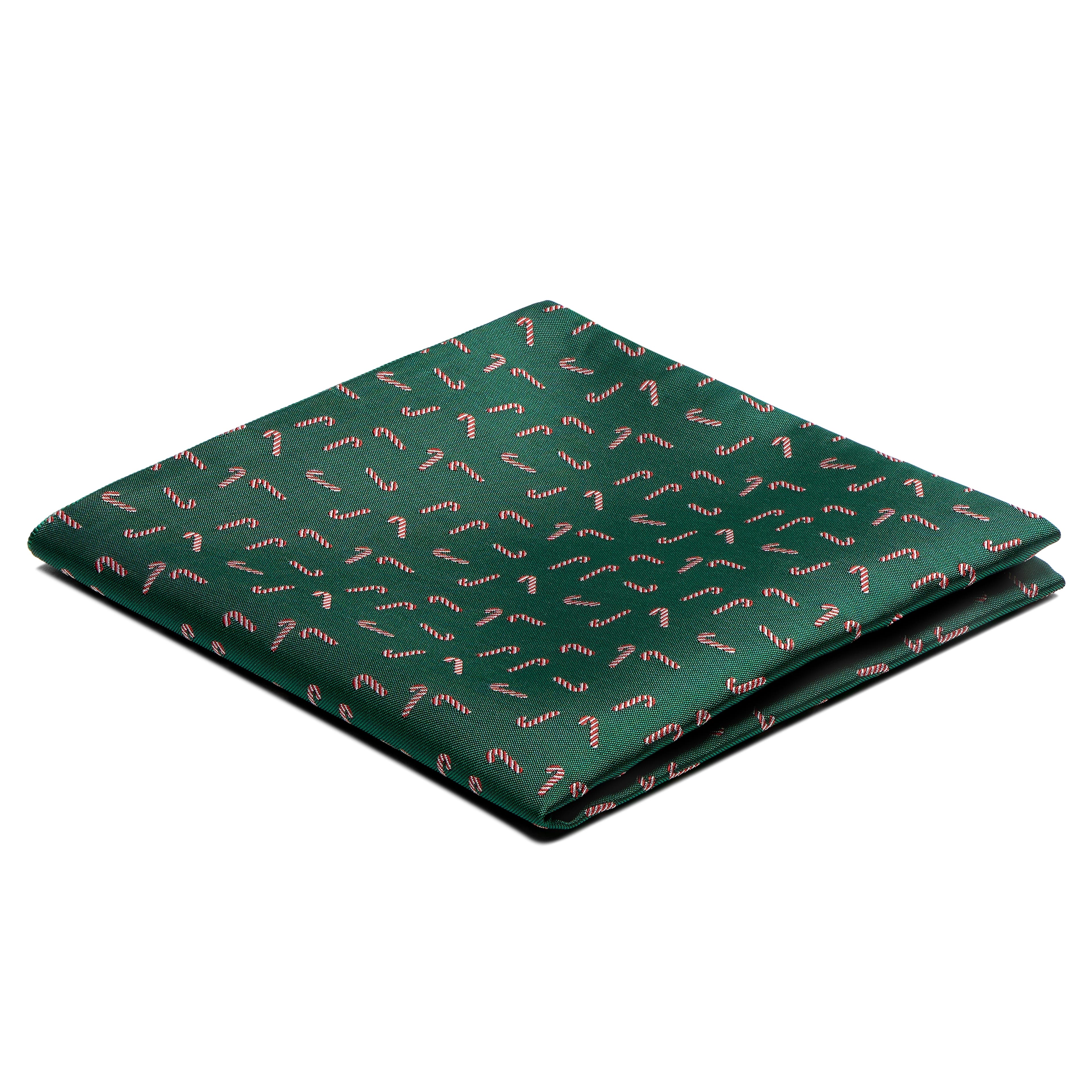 Green Christmas Candy Cane Pattern Pocket Square