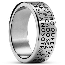 Unity | 1/3" (8 mm) Silver-tone Stainless Steel Spanish Lord’s Prayer Ring
