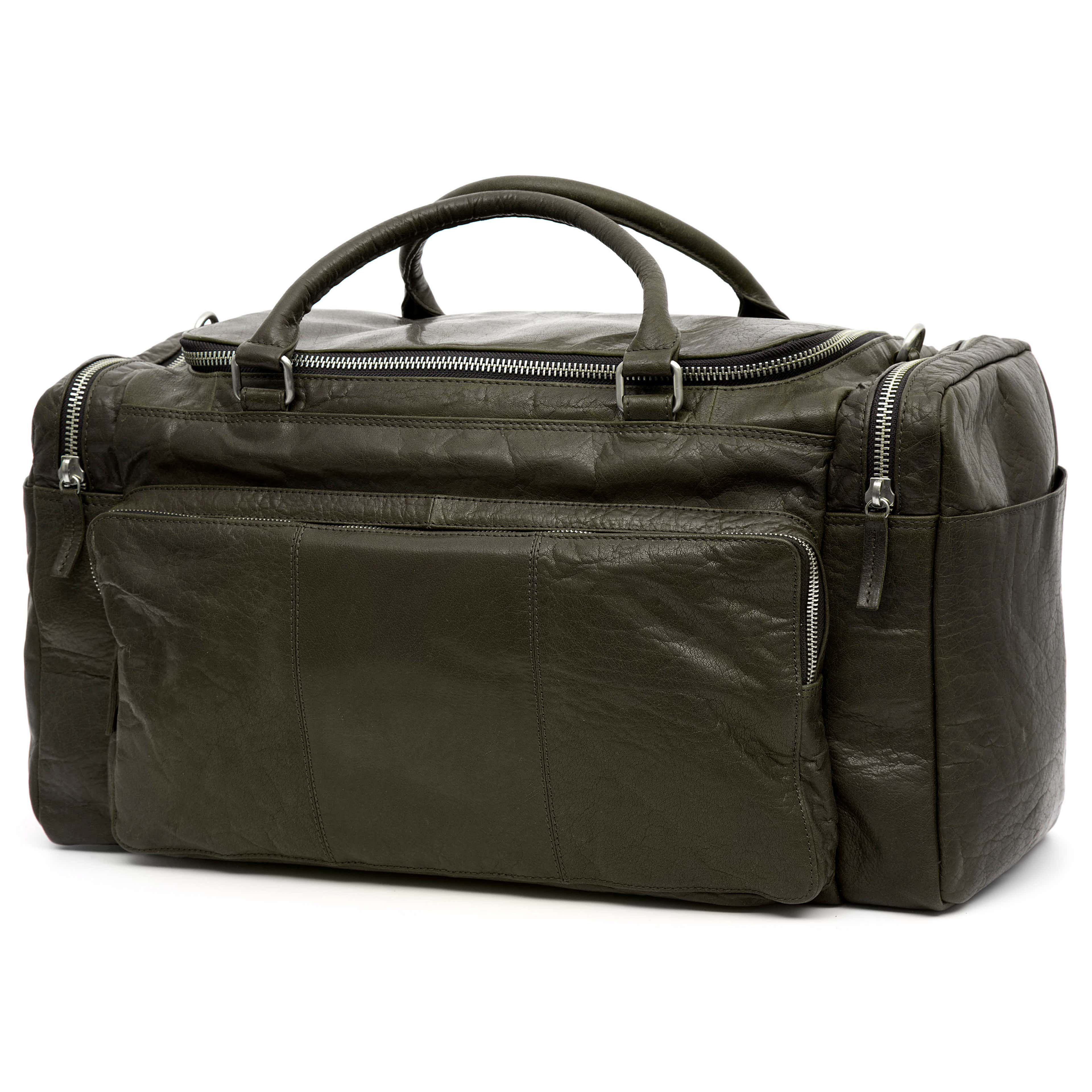 Montreal Olive Leather Travel Bag
