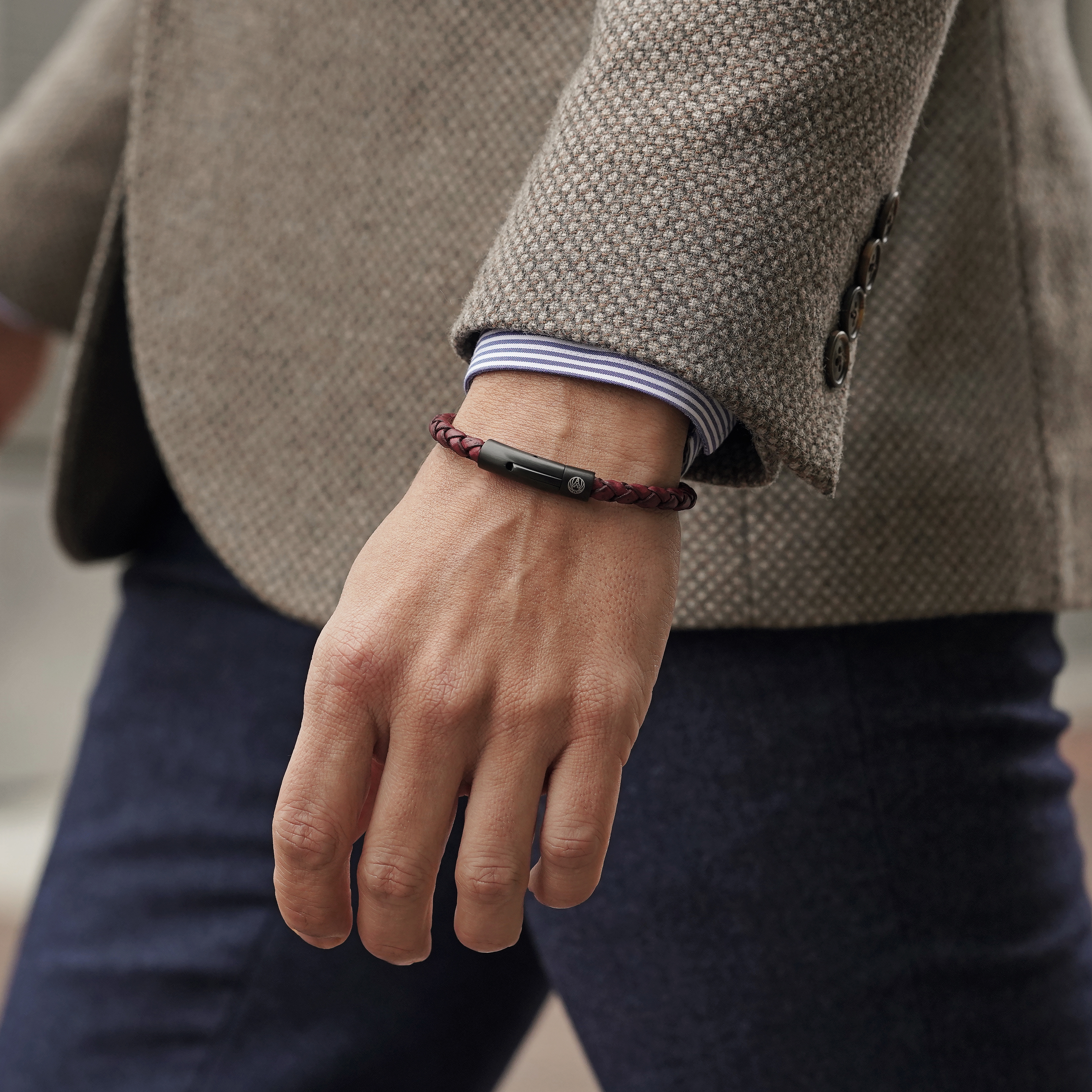 Bordeaux & Black Leather Bracelet - 5