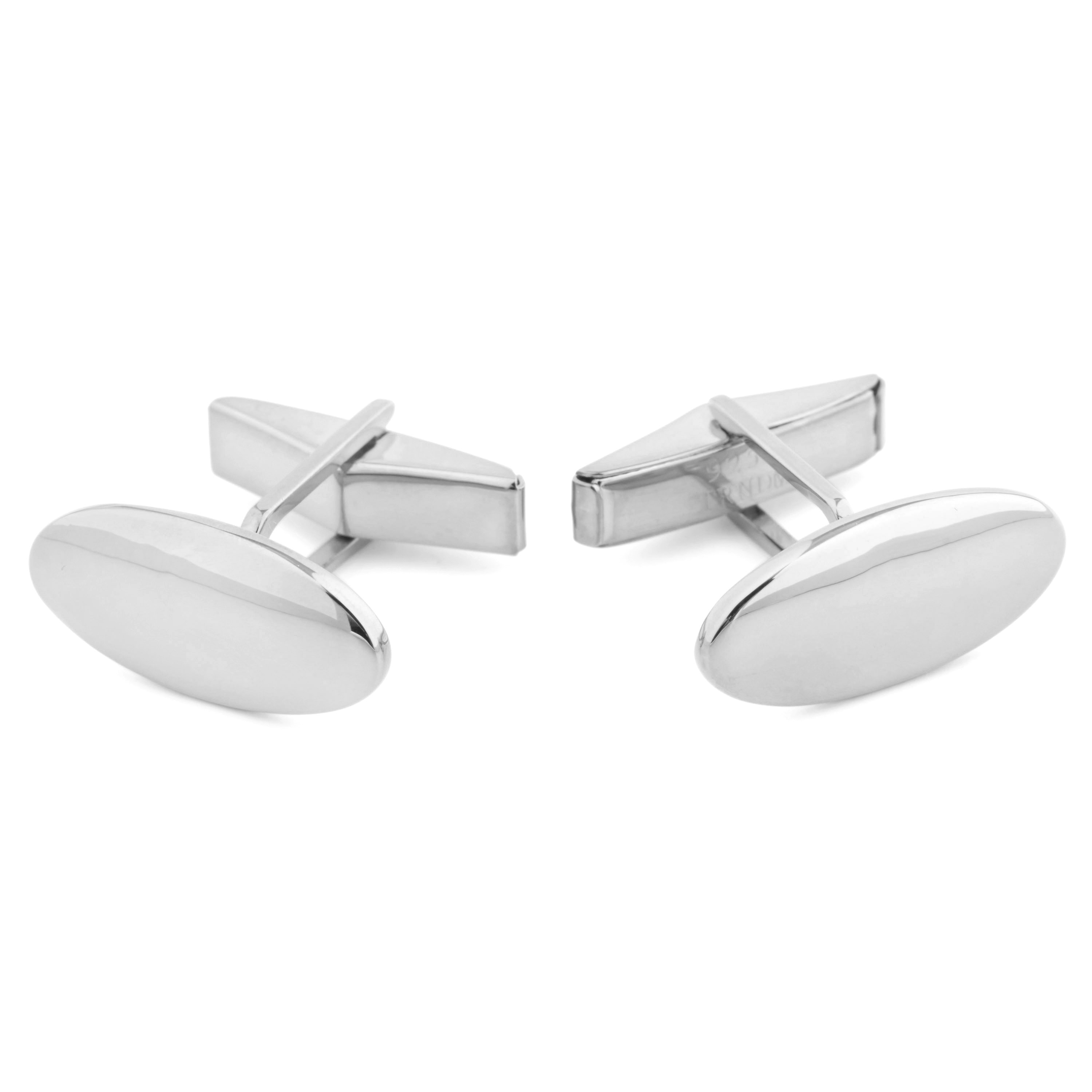 925er Silber Ovale Manschettenknöpfe - 1