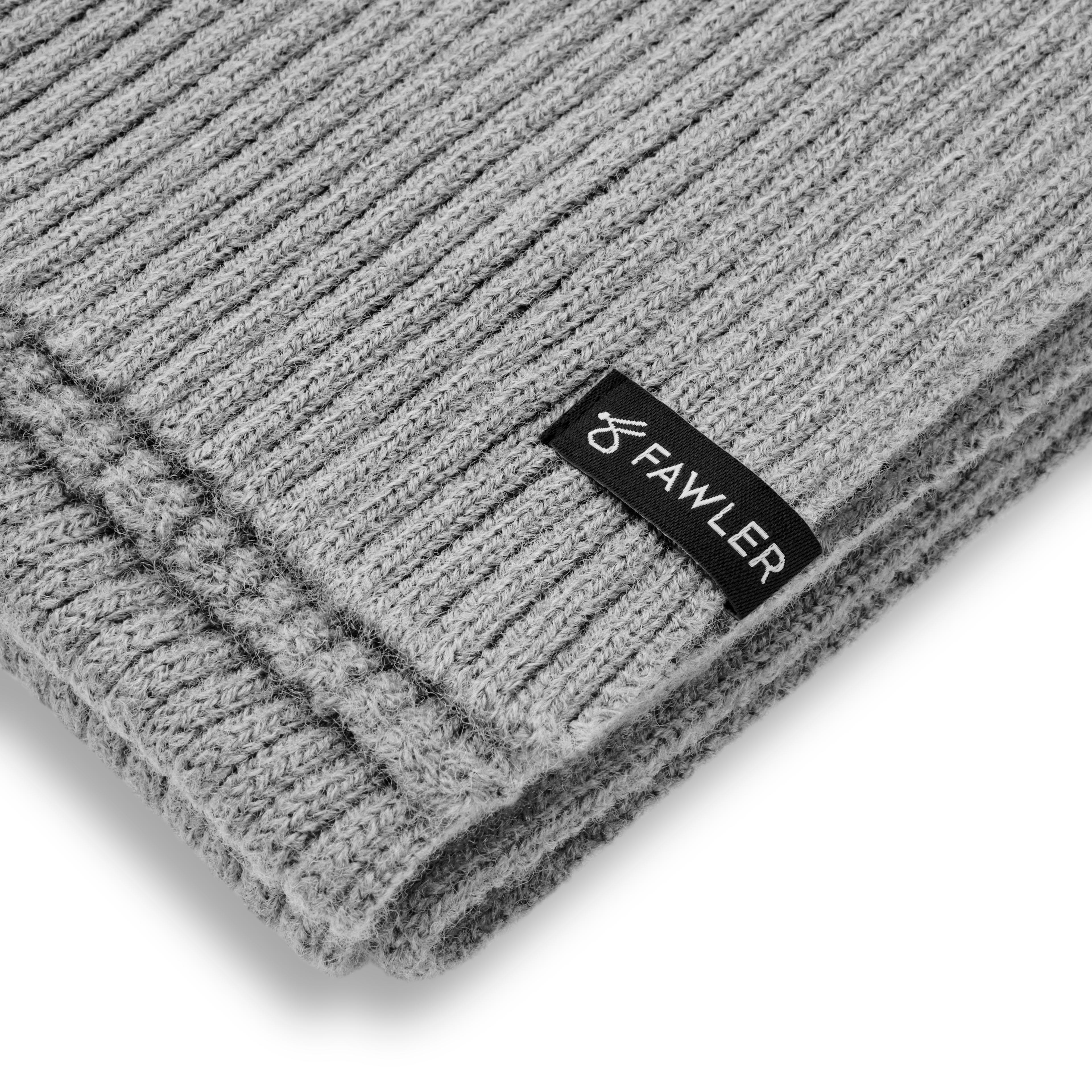 Arctic | Light Grey Rib Knitted Wool Blend Scarf | In stock! | Fawler