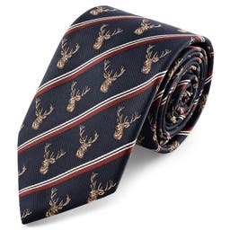 Zoikos | Тъмносиня вратовръзка с елени 8 см