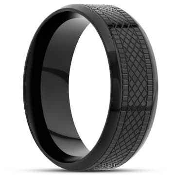 Sentio | Black Patterned Stainless Steel Ring
