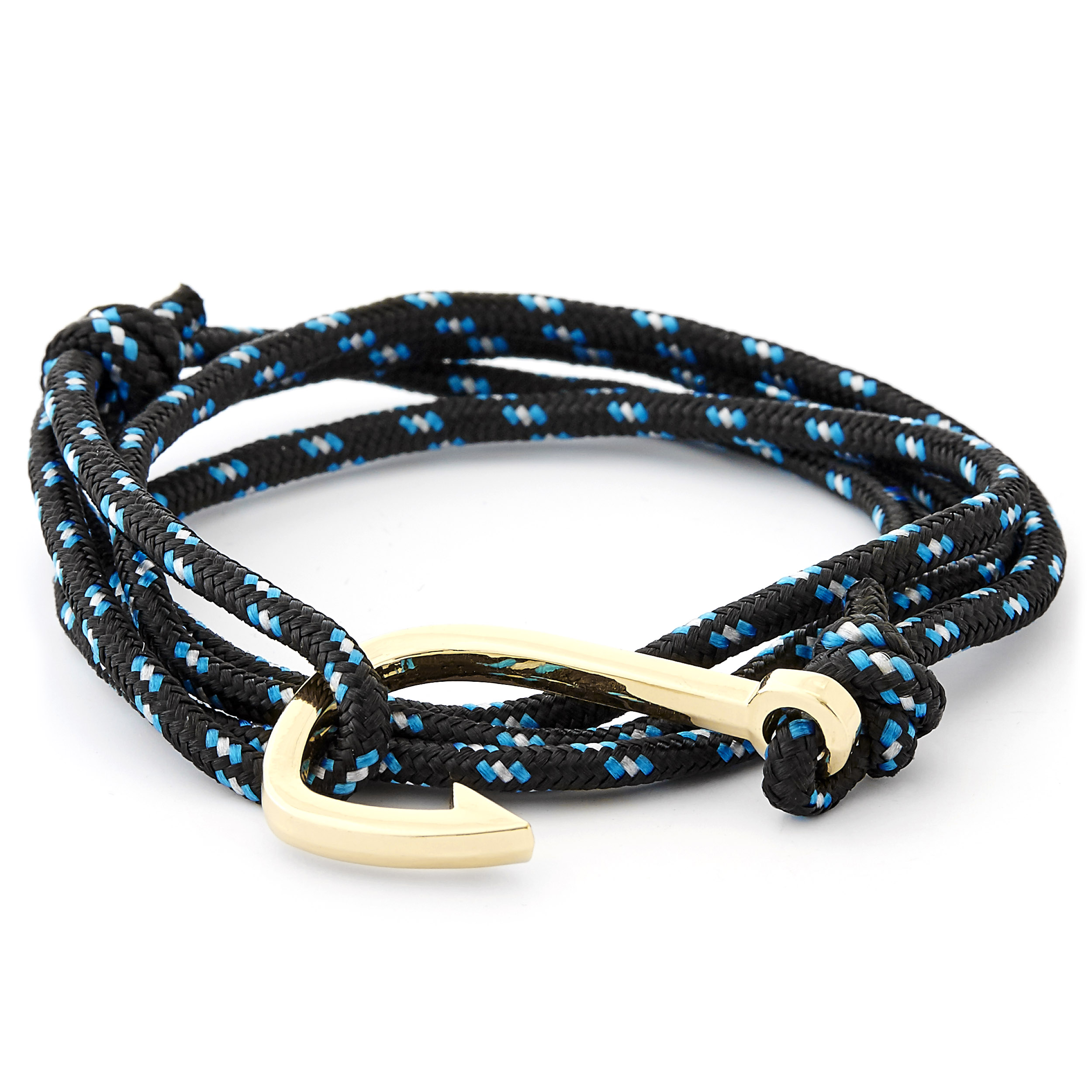 Blue & Gold-Tone Fish Hook Bracelet, In stock!