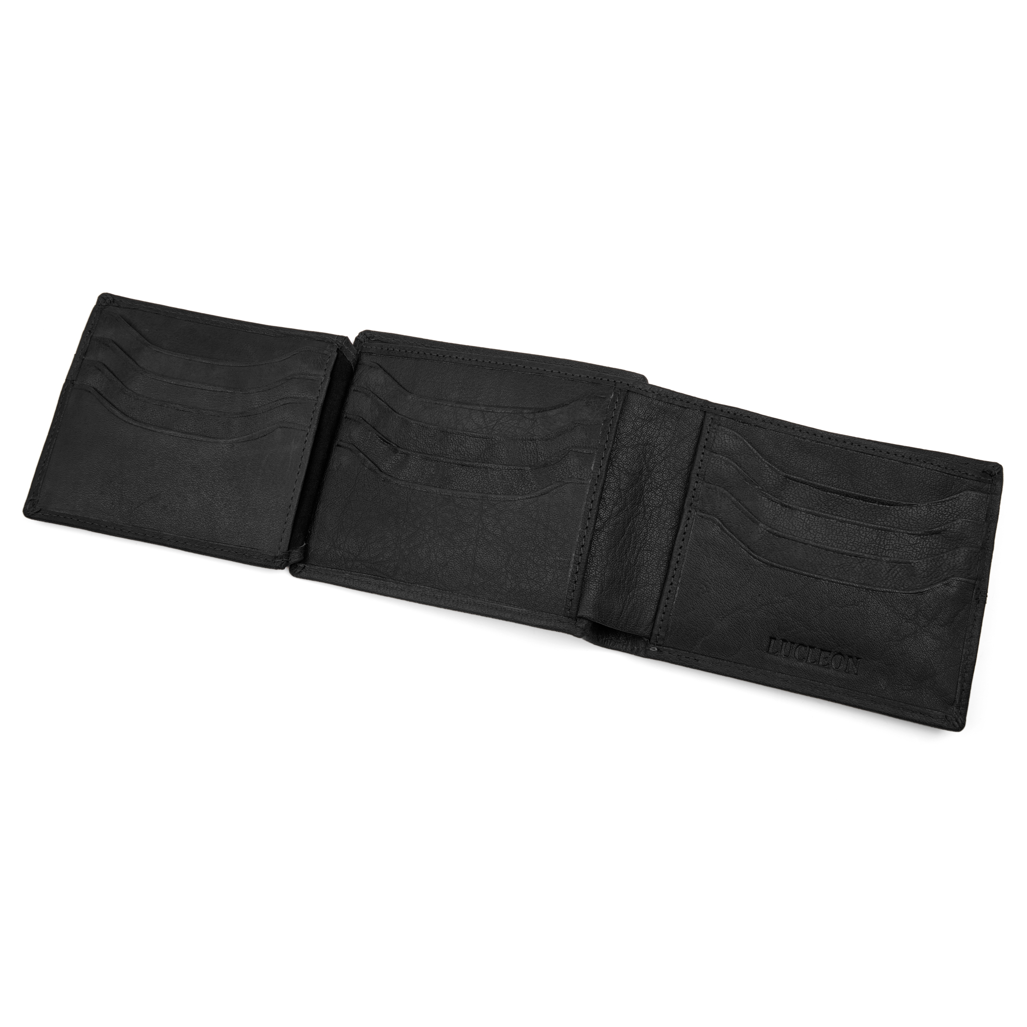 Oxford prošívaná černá kožená peněženka - 3