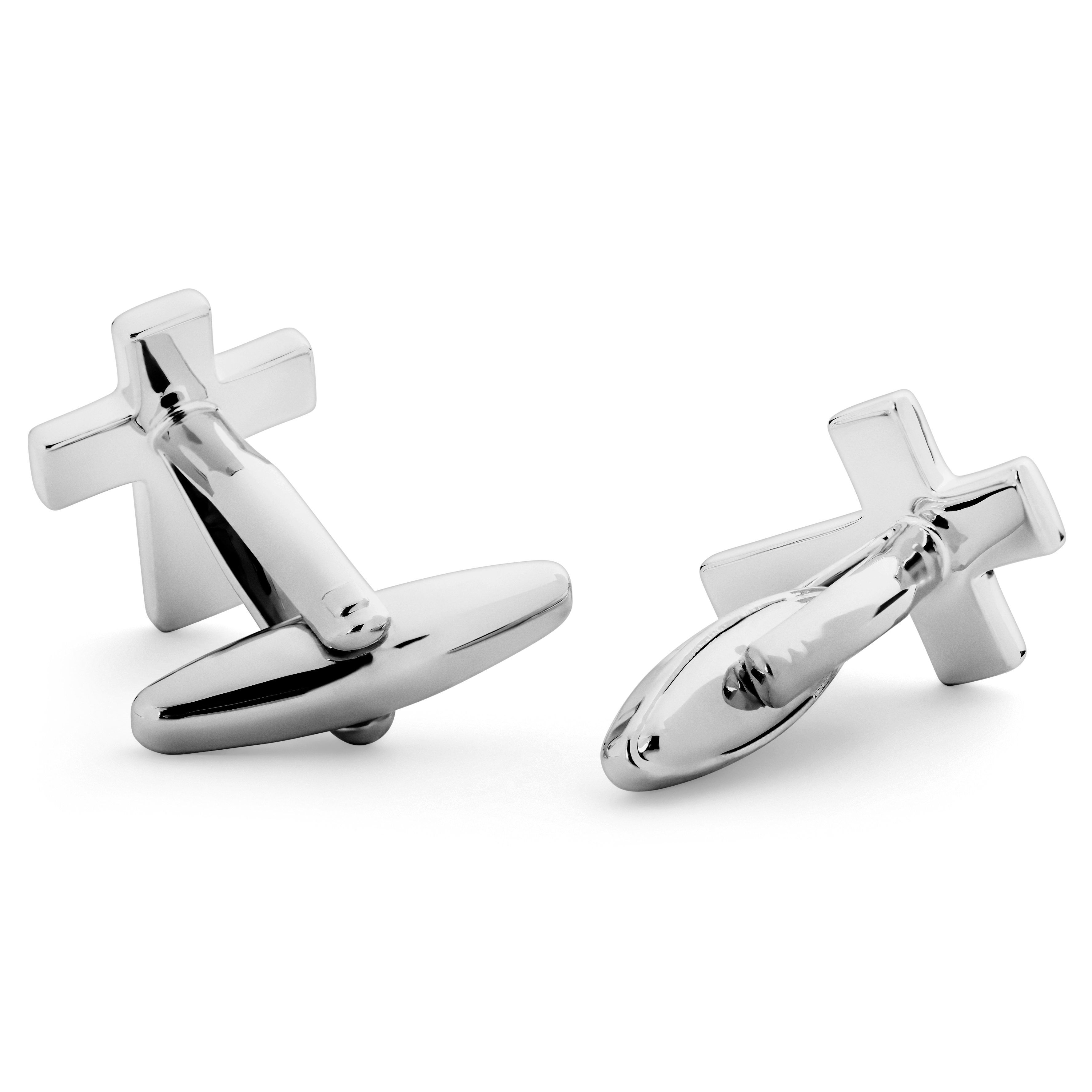 Sudraba krāsas aproču pogas - krustiņi - 2