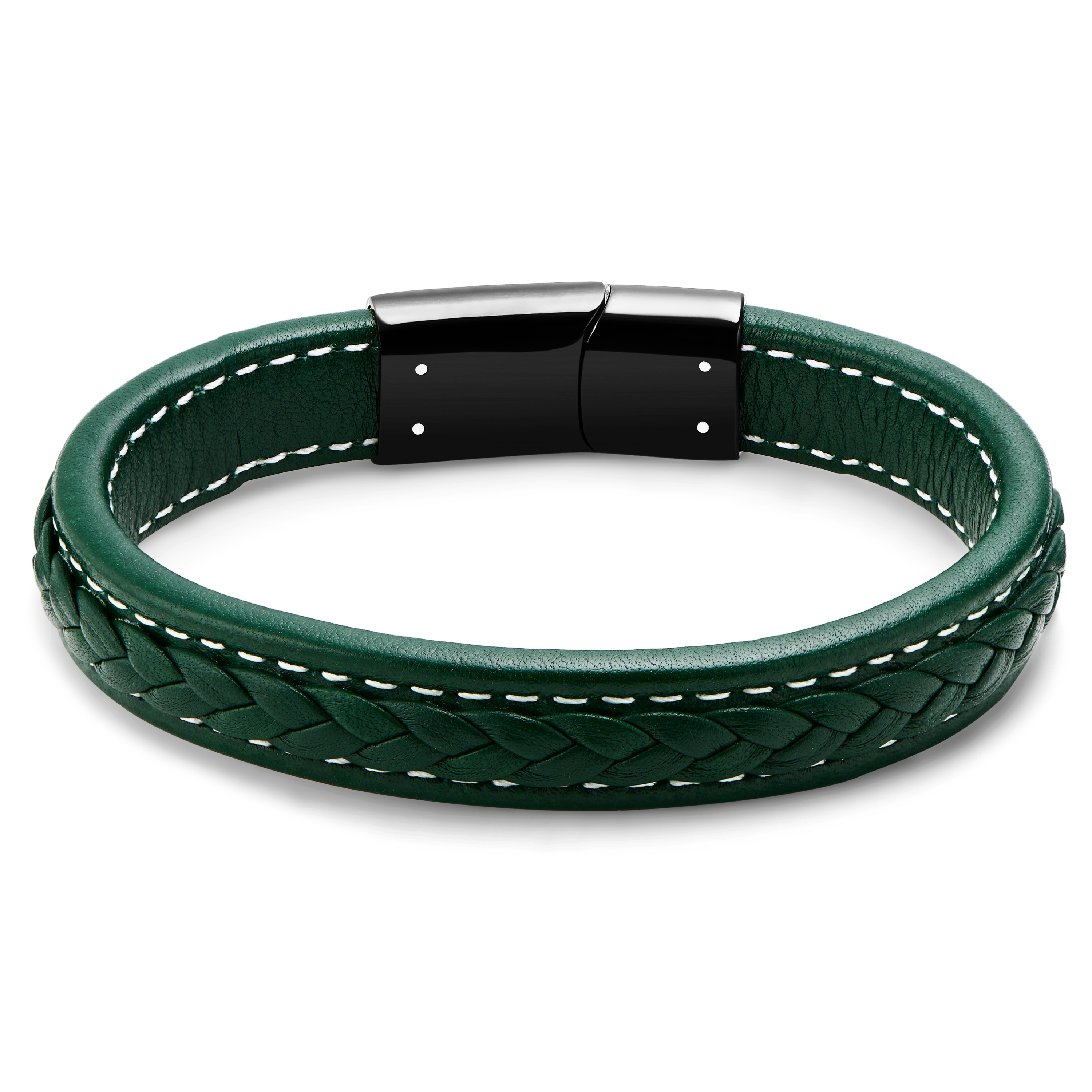 Green Retro Leather Bracelet - 3