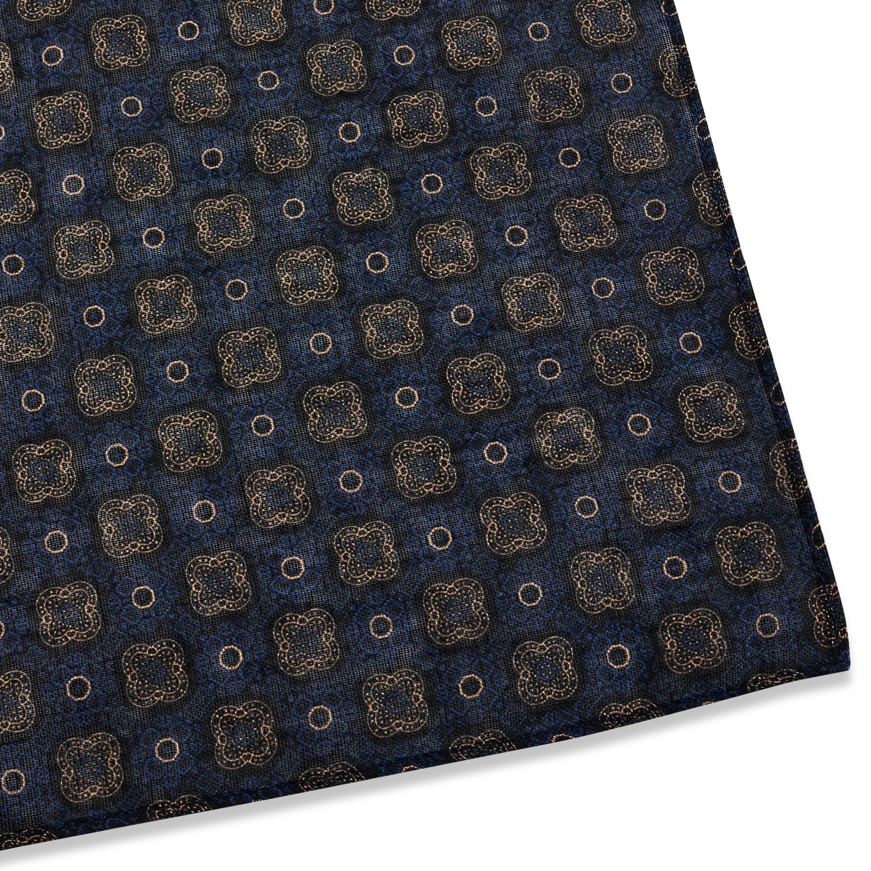 Dark Blue Quatrefoil Pattern Cotton Neckerchief - 4