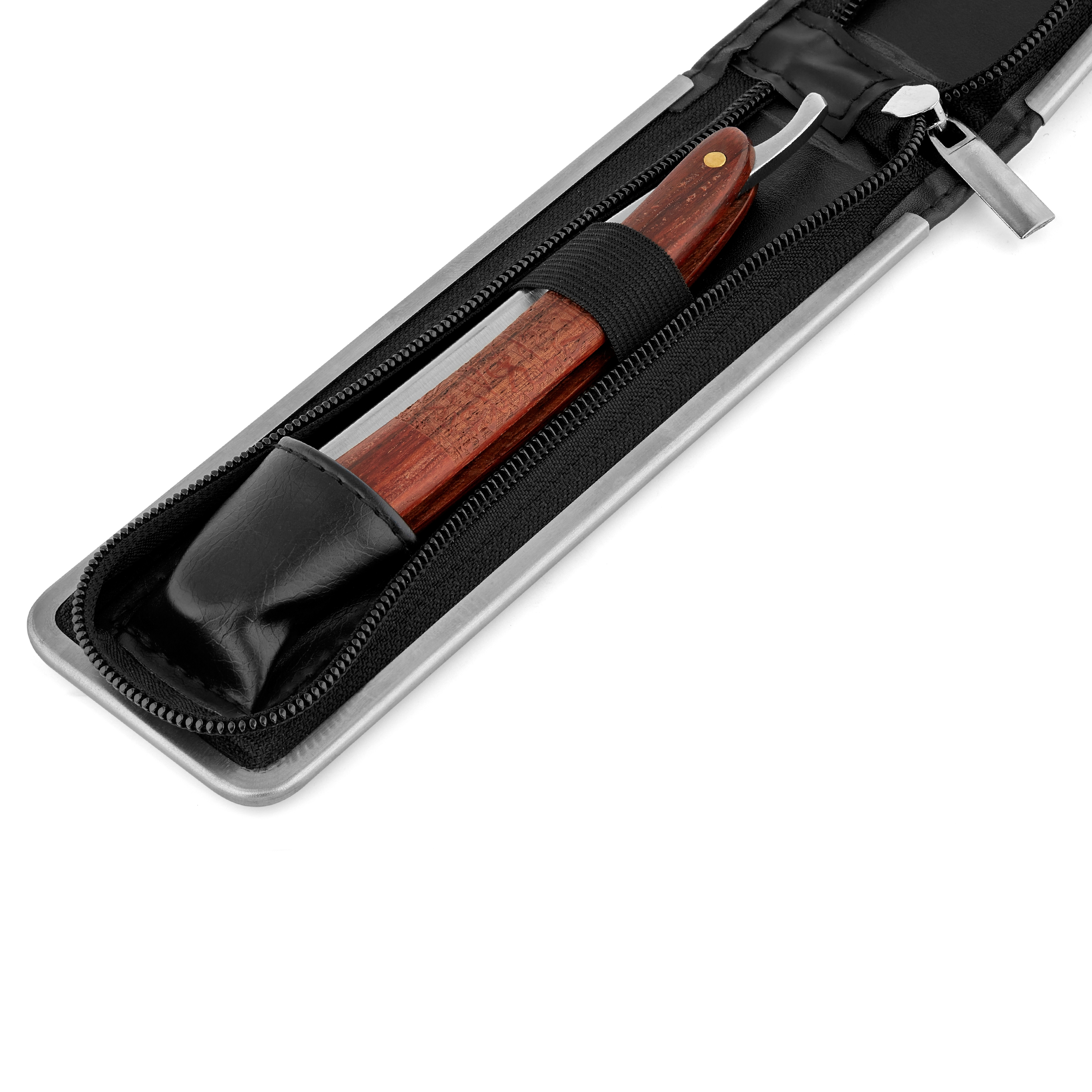 Mahogany Wood Carved Straight Razor - 5