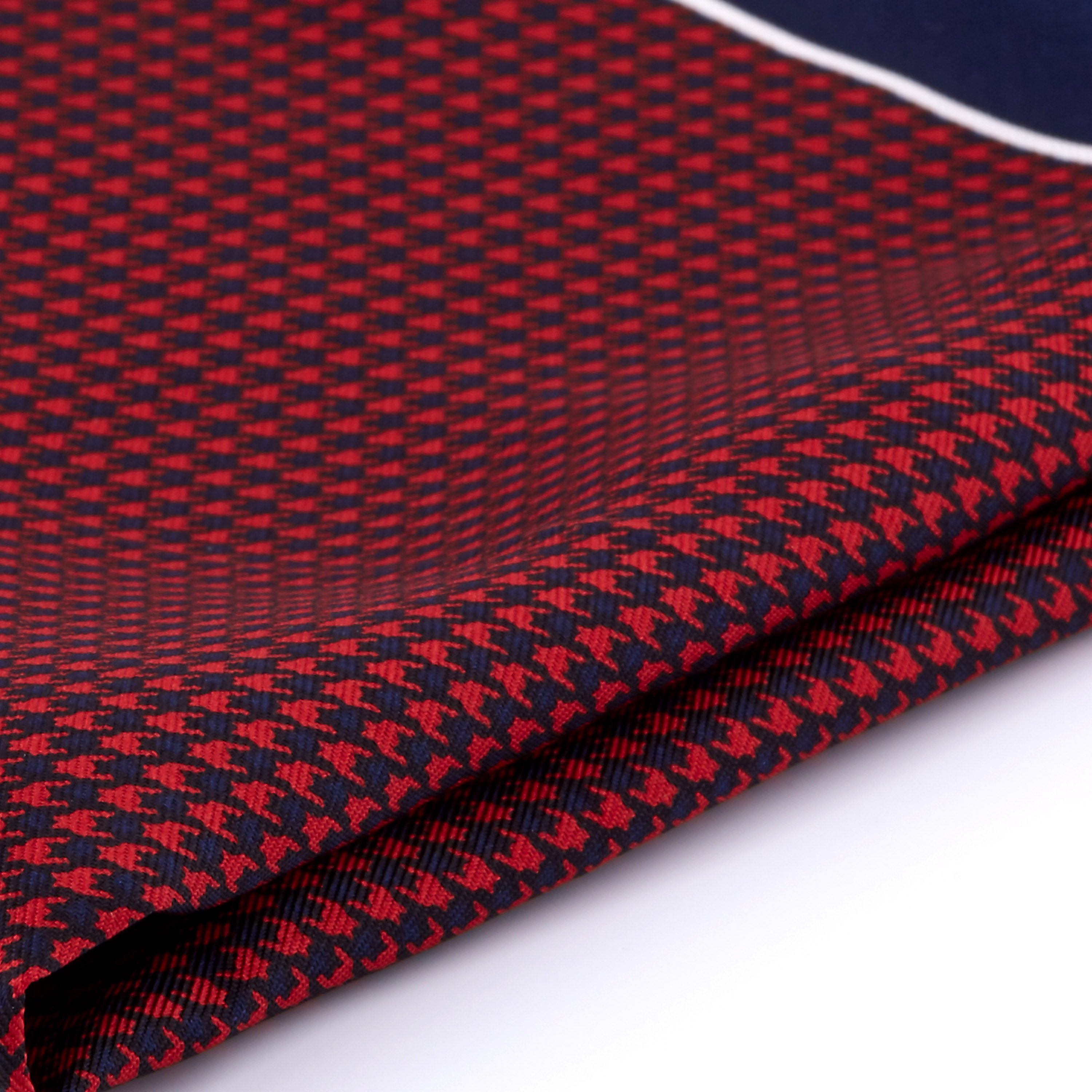 Navy Blue & Burgundy Patterned Silk Pocket Square - 2