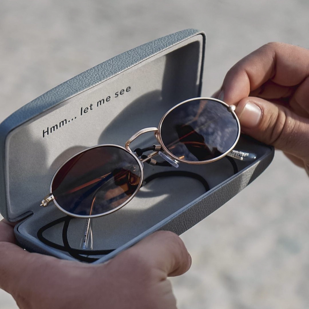 Ambit Gold-Tone & Brown Oval Sunglasses  - 3