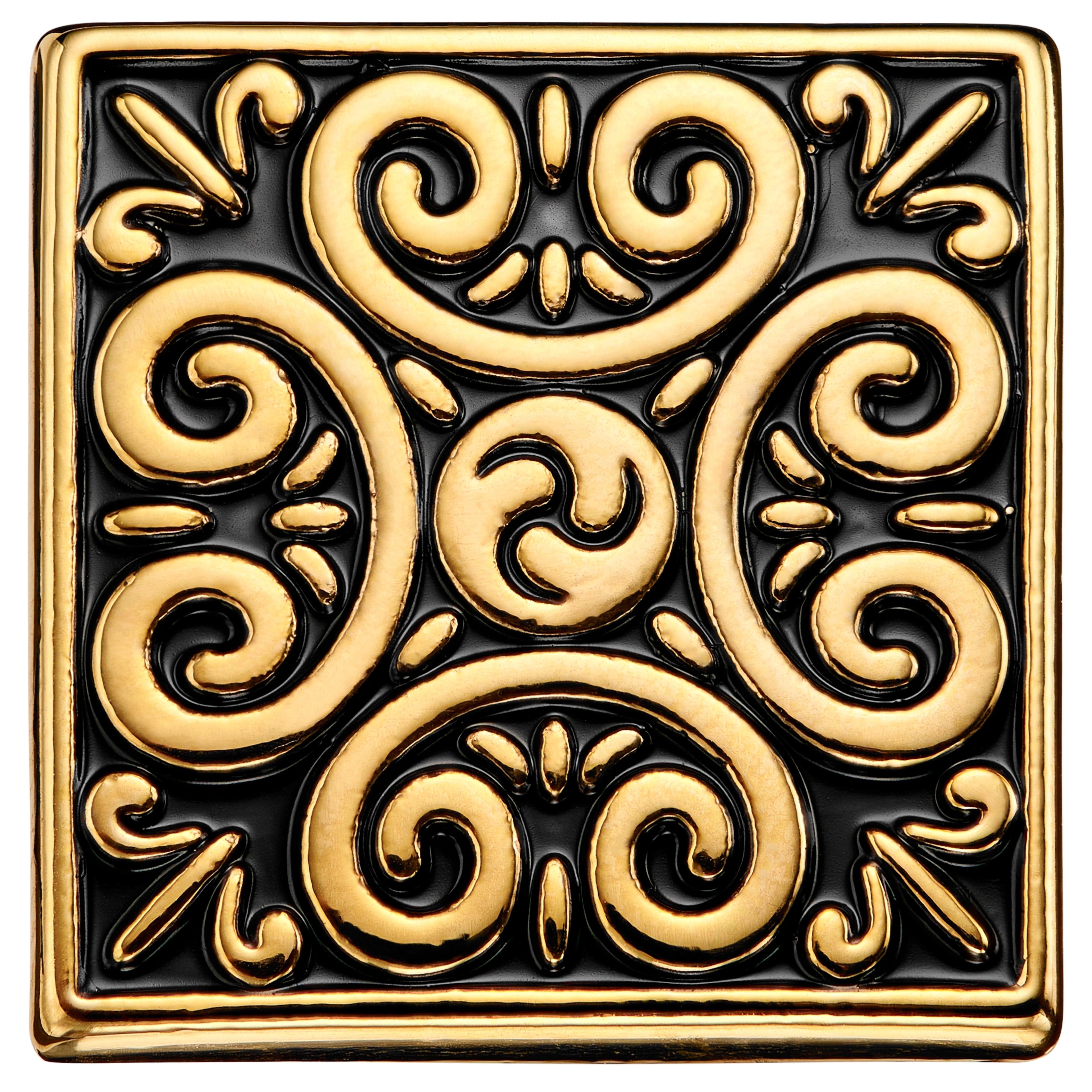 Meraklis | Broche à motifs couleur noir et or