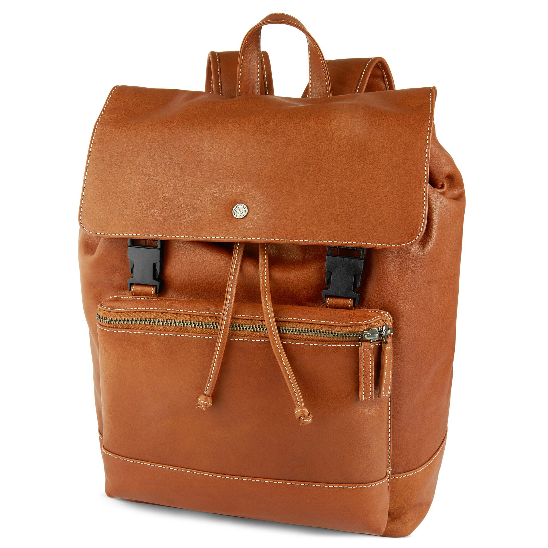 Tan Rucksack Oxford Tan Backpack Leather Bag | Lucleon | Free shipping