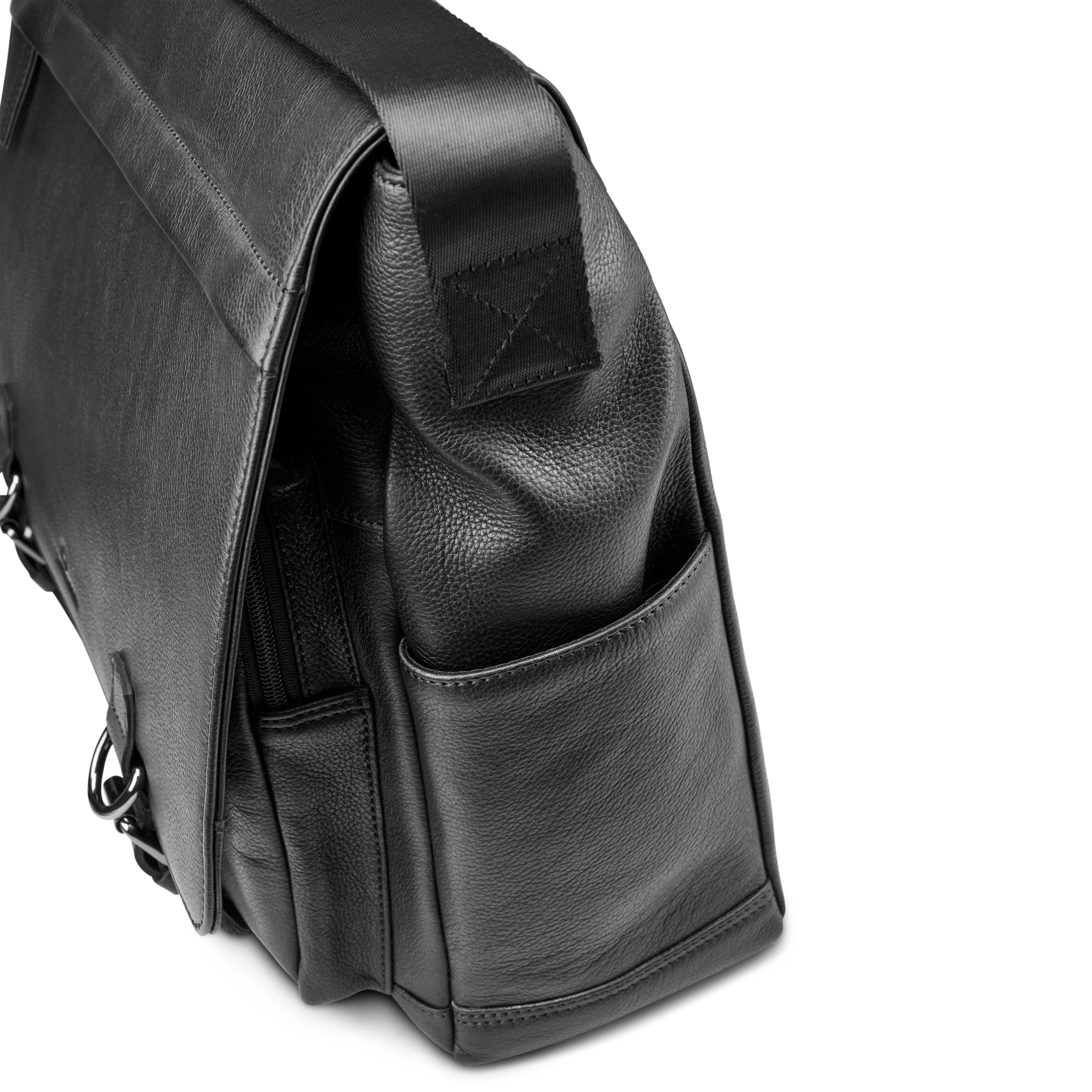 Black Full-Grain Leather Satchel - 6