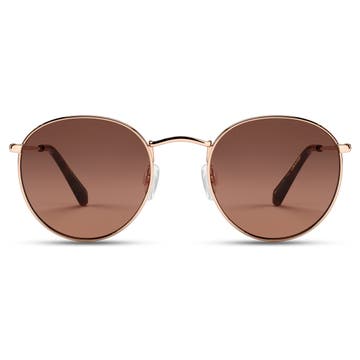 Okrągłe okulary przeciwsłoneczne Lennonki w kolorze różowego złota