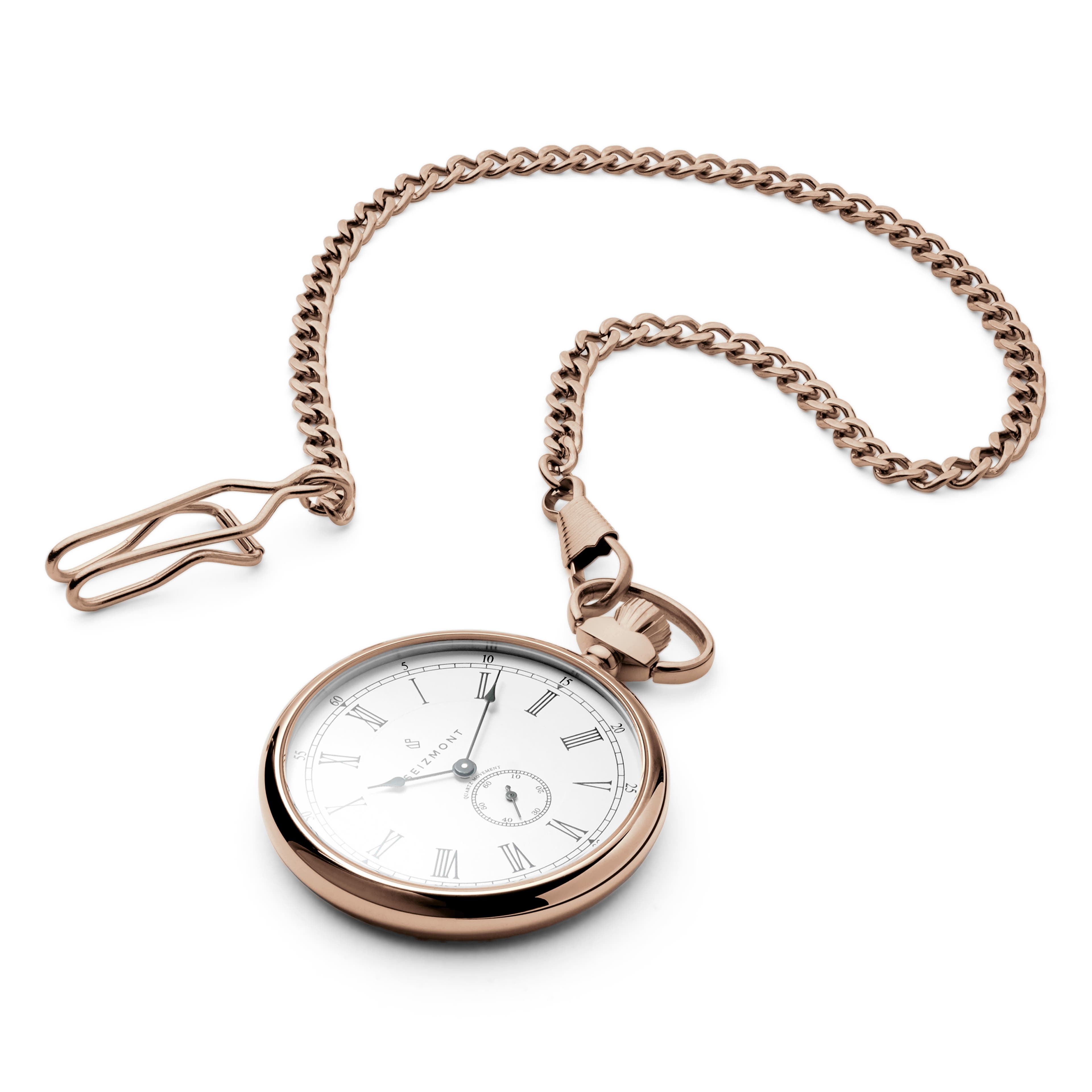 Time Keeper | Rose Gold-Tone Pocket Watch With White Dial