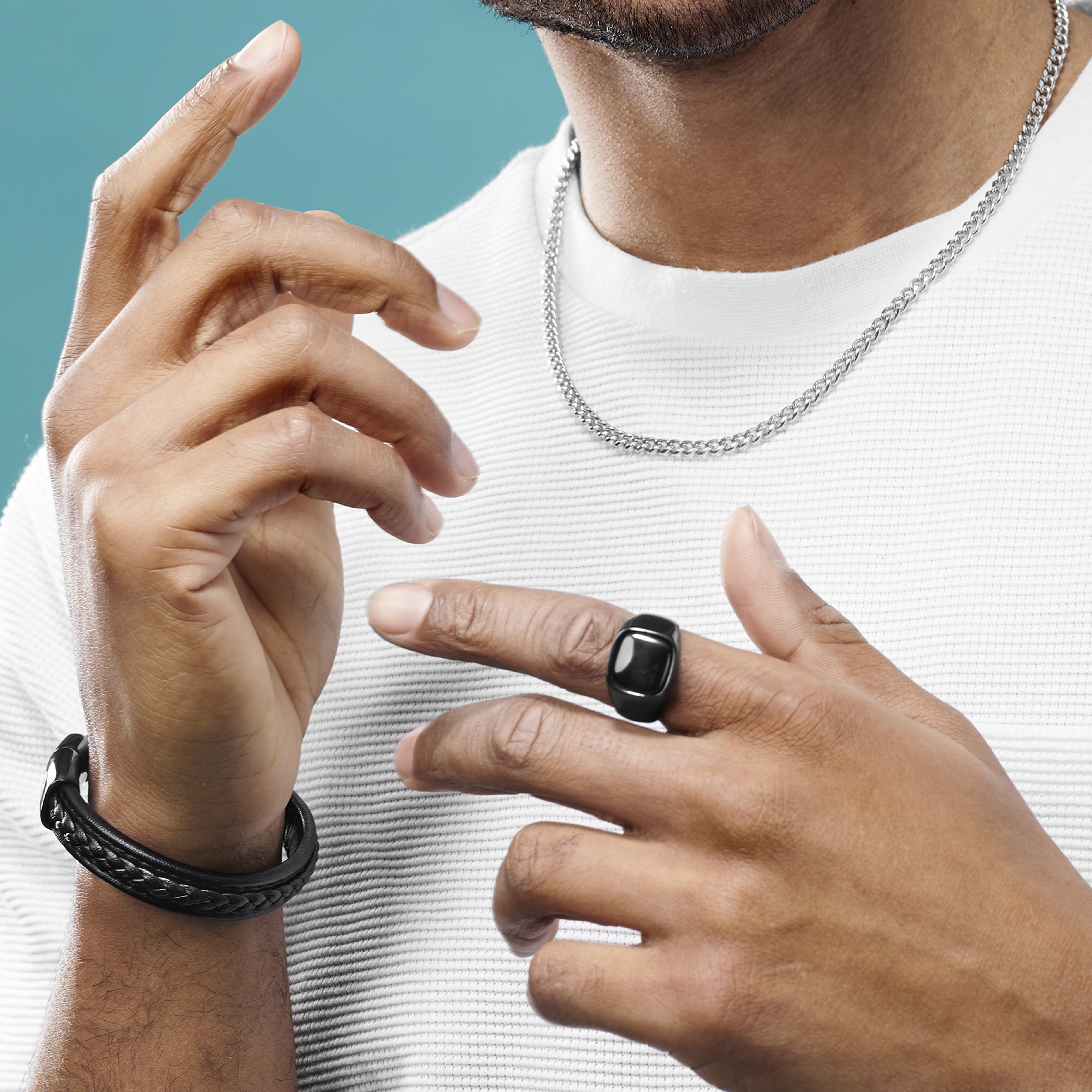 Gravel | Gunmetal Stainless Steel With Black Onyx Signet Ring - 4