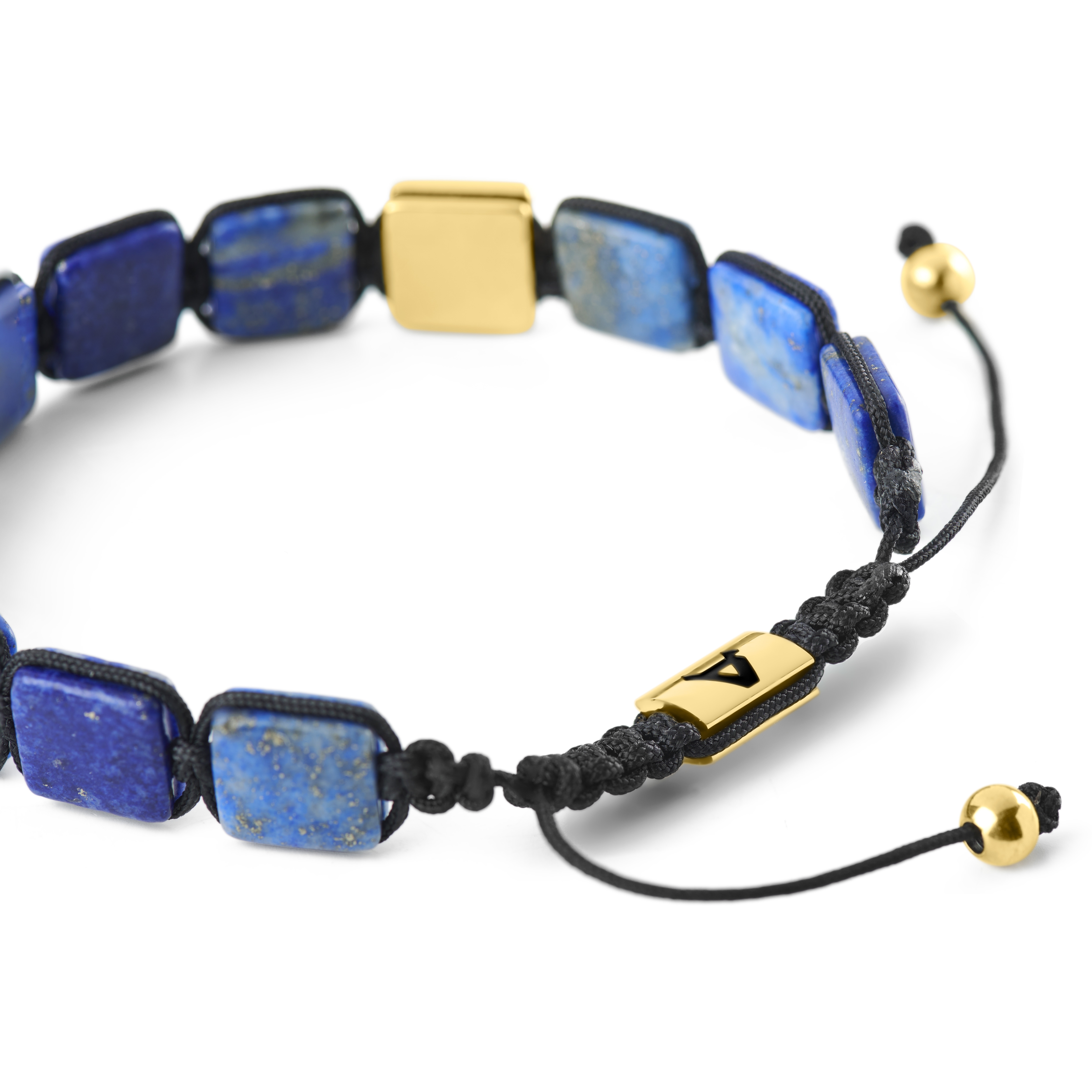 Elysian | Guldfarvet Lapis Lazuli Flad Perle Armbånd - 2