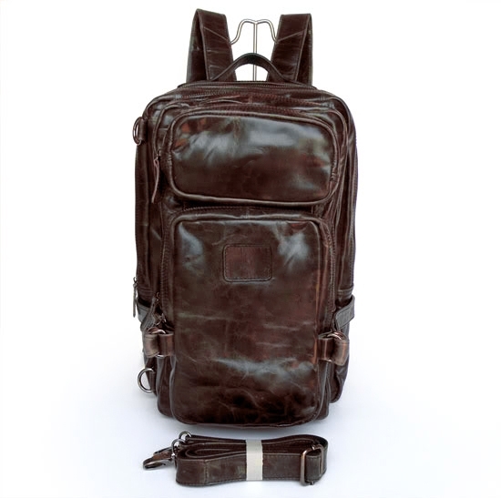 Zaino in pelle verde oliva multiuso - 3