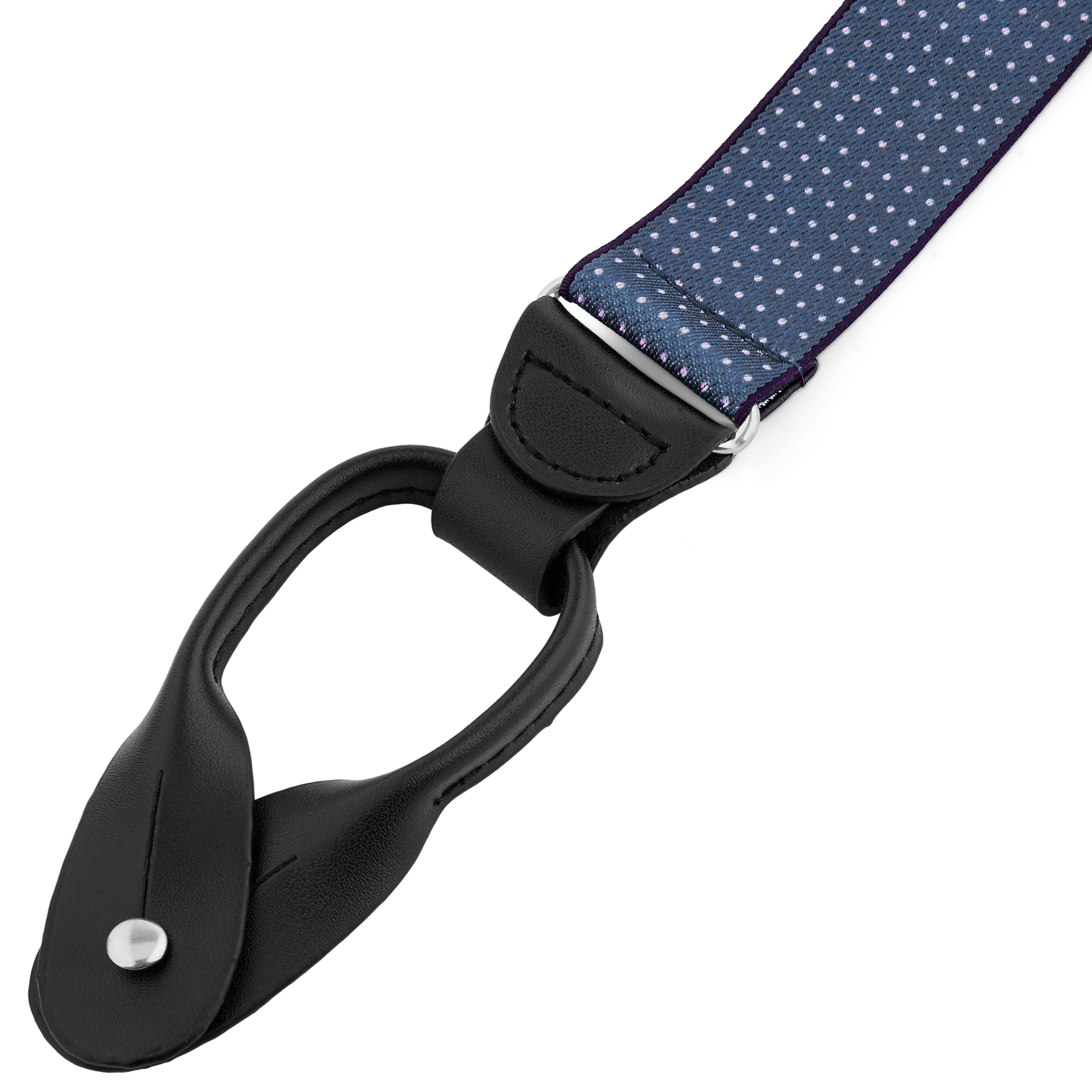 Bretelles larges à boutons - couleur bleu marine à pois - 2