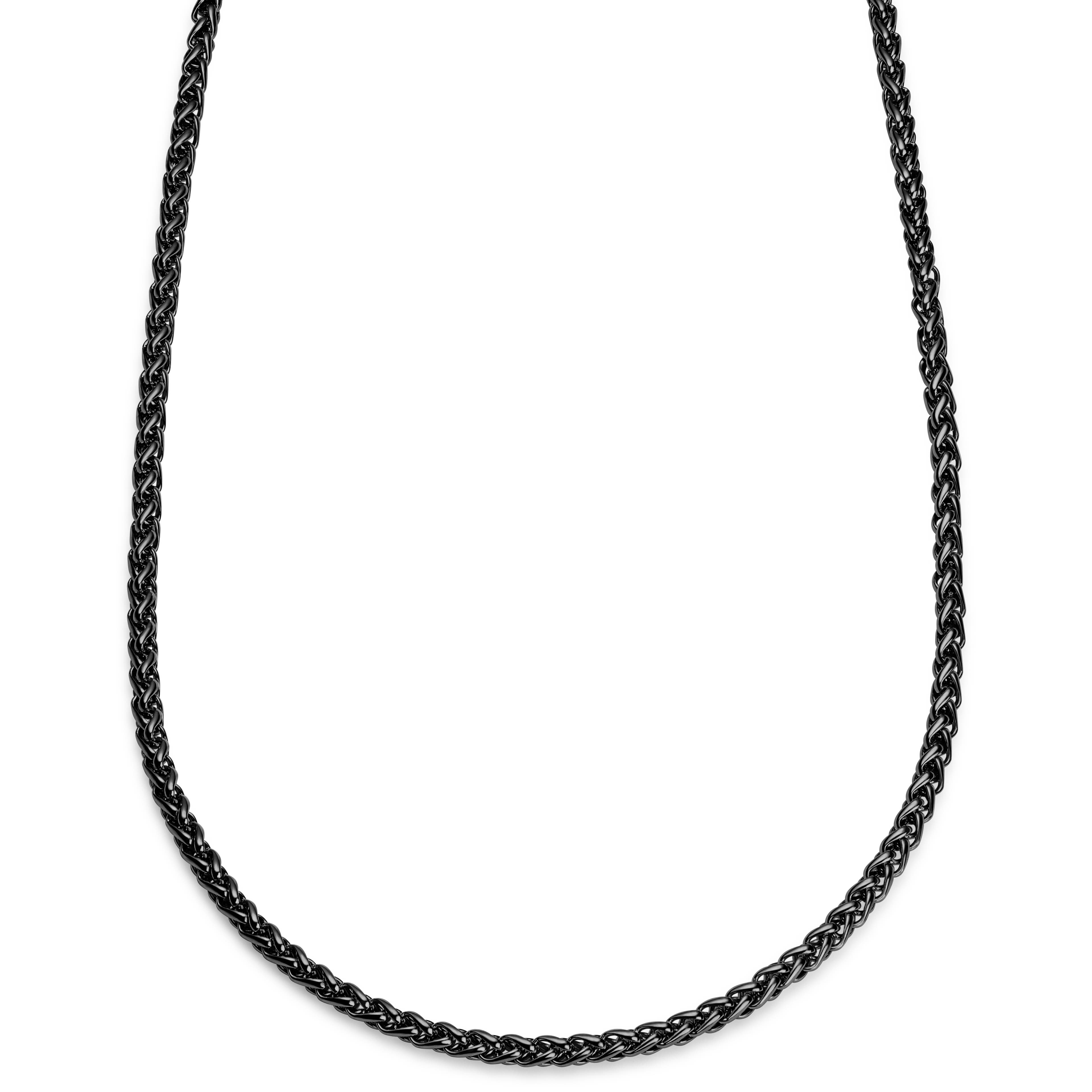 Essentials | 1/5" (5 mm) Gunmetal Black Wheat Chain Necklace