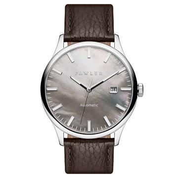 Timon | Grey Mother-of-Pearl Automatic Leather Watch