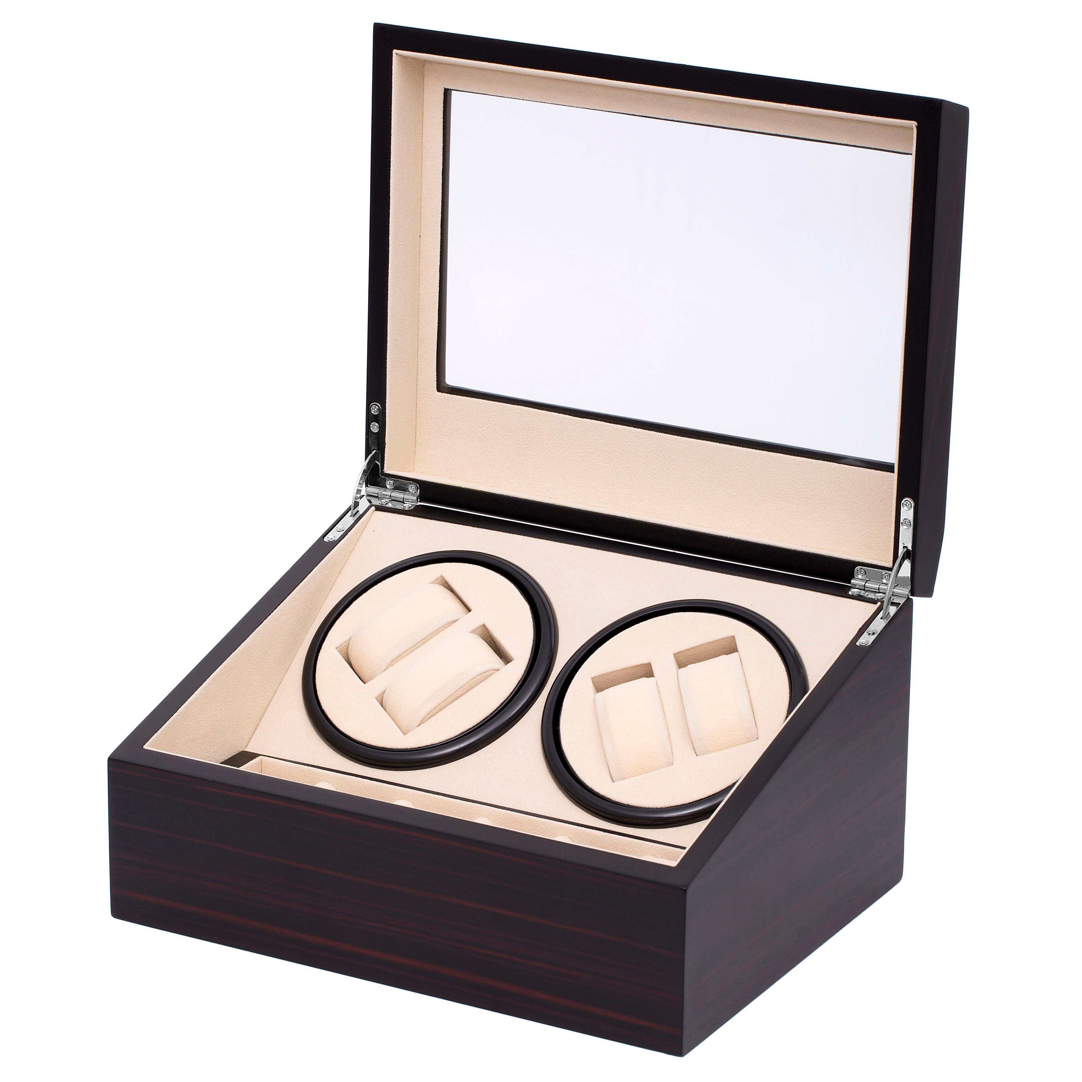 Ebony Wood Watch Winder & Storage Box - 10 Watches - 2
