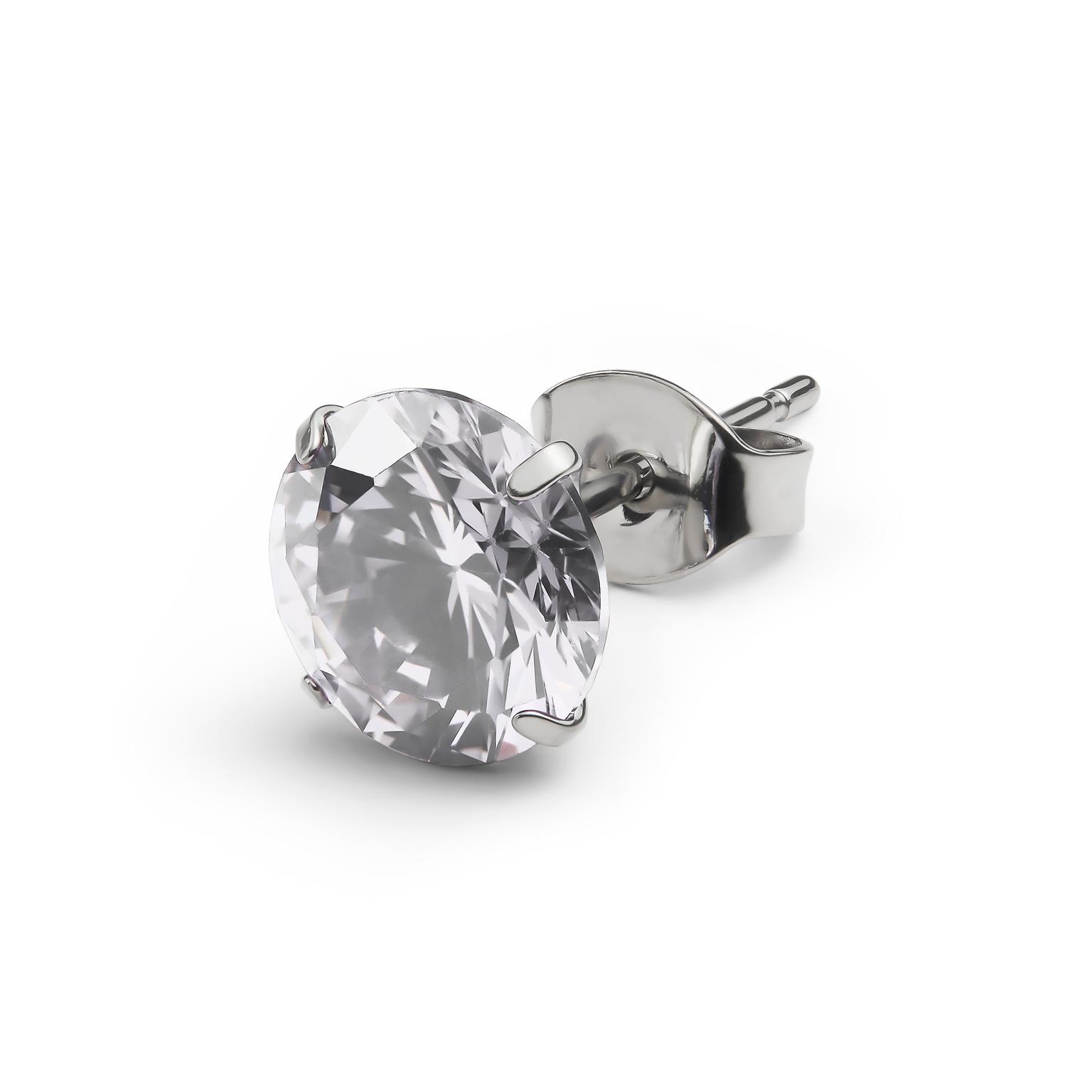 Aura | 8 mm pendiente de botón de titanio con circonita blanca Aura | 8 mm pendiente de botón de titanio con circonita blanca