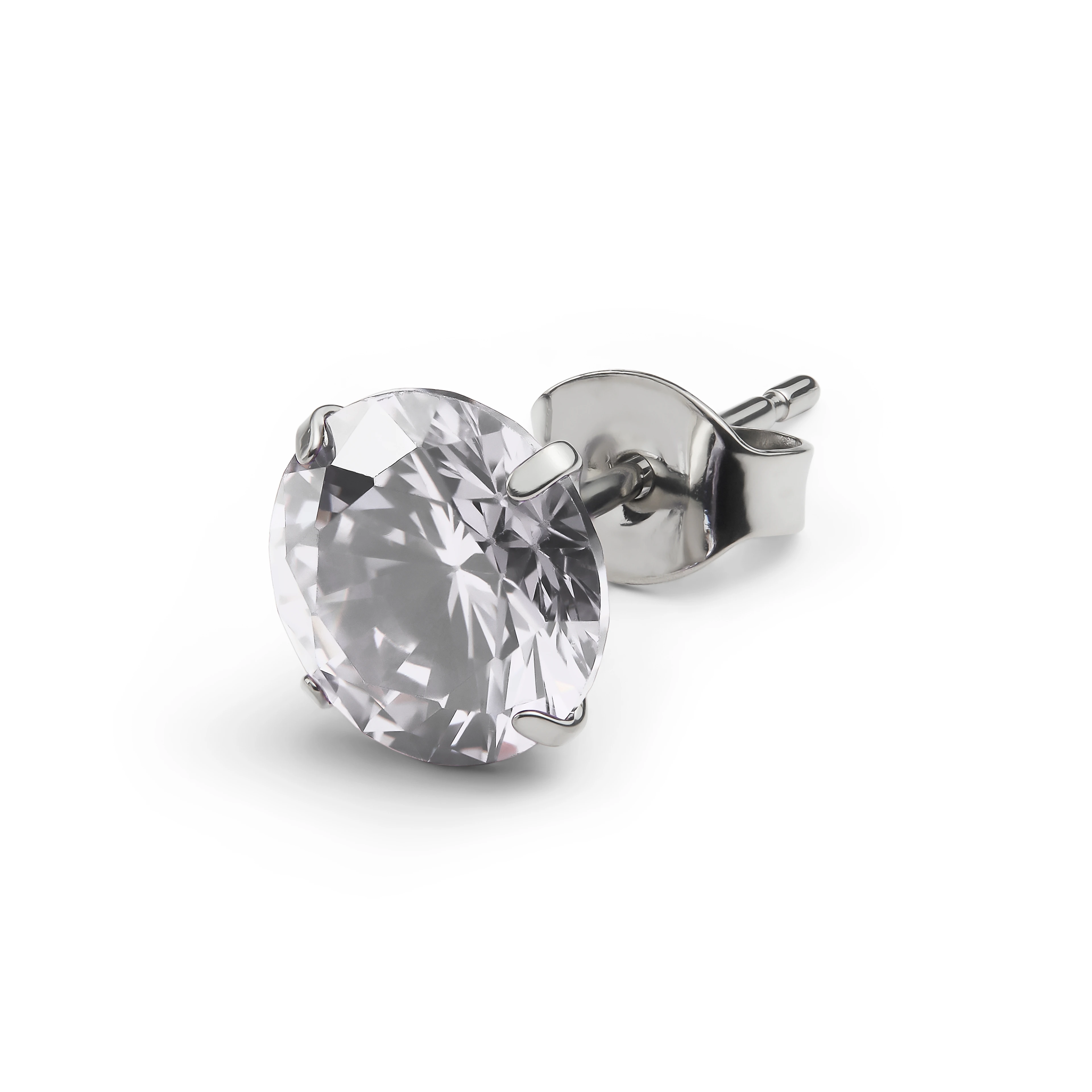 Aura | 8 mm pendiente de botón de titanio con circonita blanca Aura | 8 mm pendiente de botón de titanio con circonita blanca