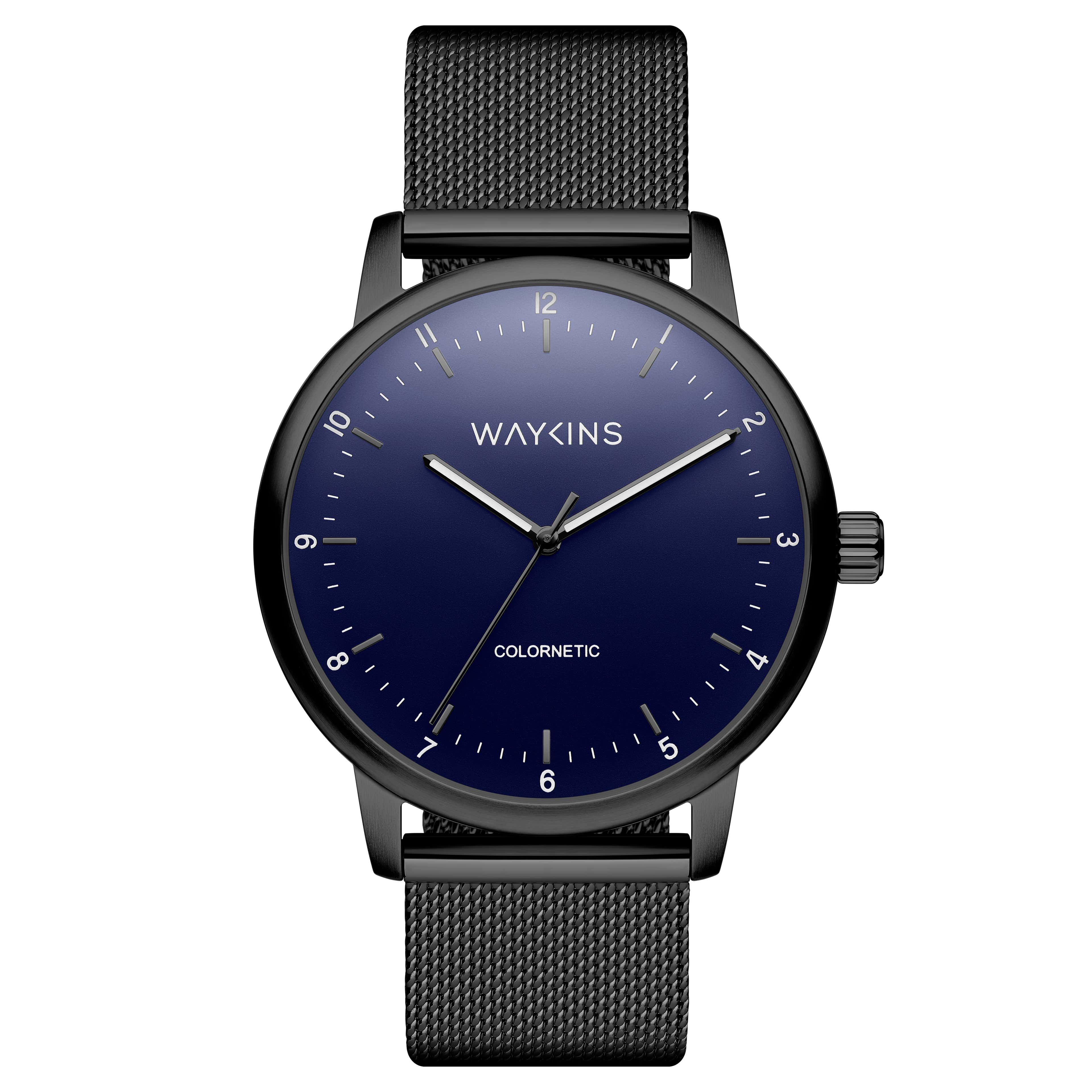Colornetic | Czarny stalowy zegarek zmieniający kolory