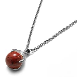 Silver-Tone Stainless Steel Claw Red Jasper Stone Cable Chain