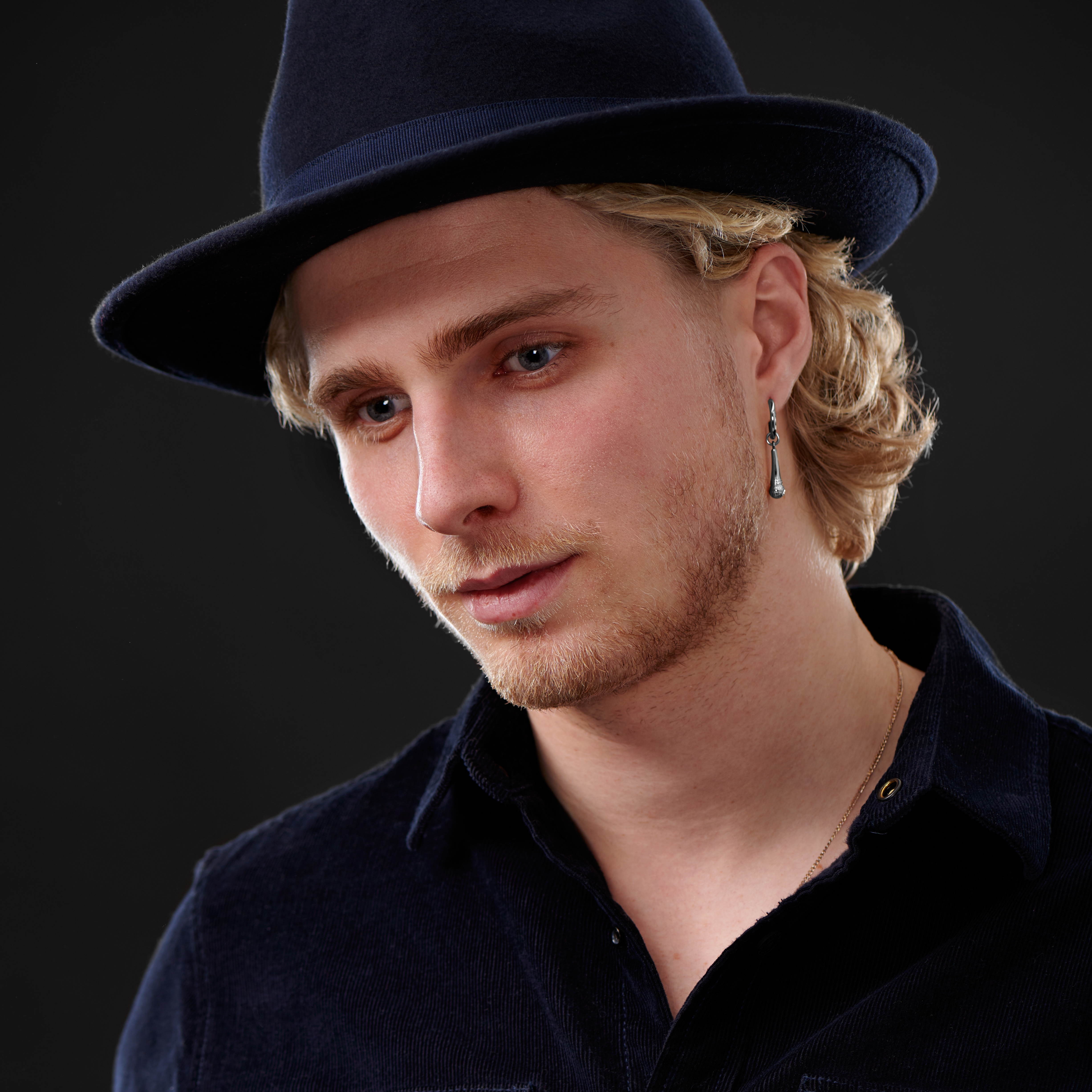 Silver-Tone Steel Drop Hoop Earring with Microphone Charm - 3