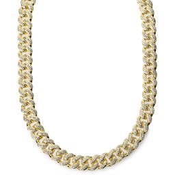 Nicos | 12 mm Iced Gold-tone Cuban Chain Zirconia Necklace