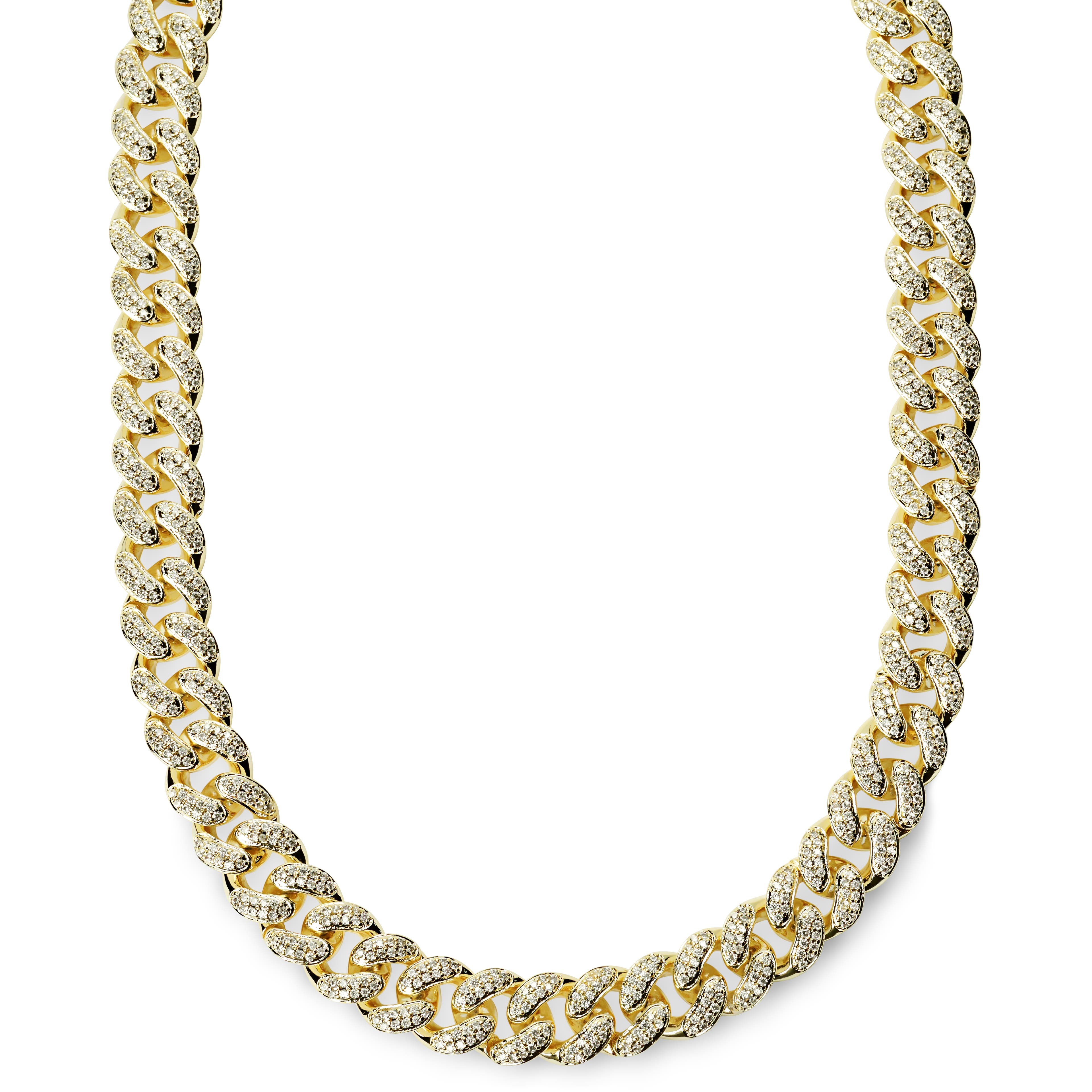 Nicos | 1/2" (12 mm) Iced Gold-tone Cuban Chain Zirconia Necklace