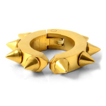 Sentio | Náušnice kroužek klip s hroty z chirurgické oceli zlaté barvy