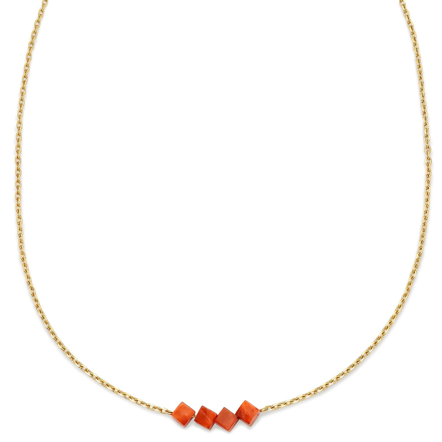 Mediterranean | Collar con cubos de piedra roja natural chapado en oro de 14K Mediterranean | Collar con cubos de piedra roja natural chapado en oro de 14K