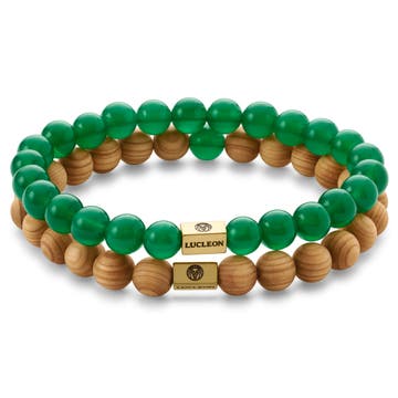 Grön Jade & Trä Armbandspaket
