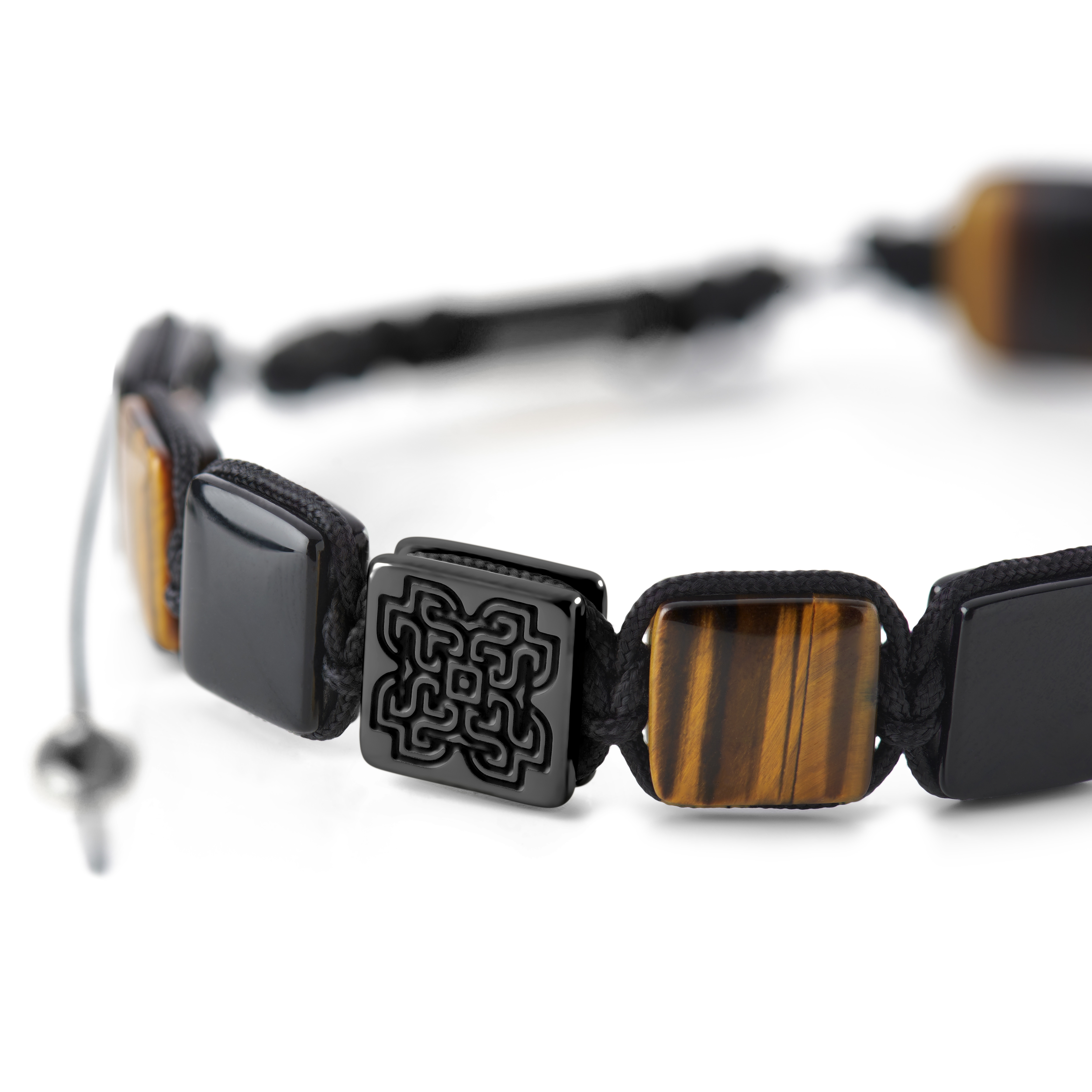 Elysian | Black Onyx and Tiger’s Eye Flat Bead Bracelet - 3