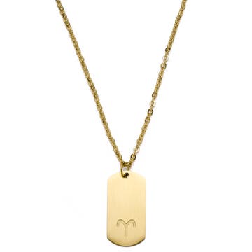 Aries Zodiac Gold-Tone Steel Necklace