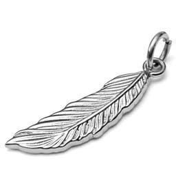 Silver-Tone Stainless Steel Feather Charm