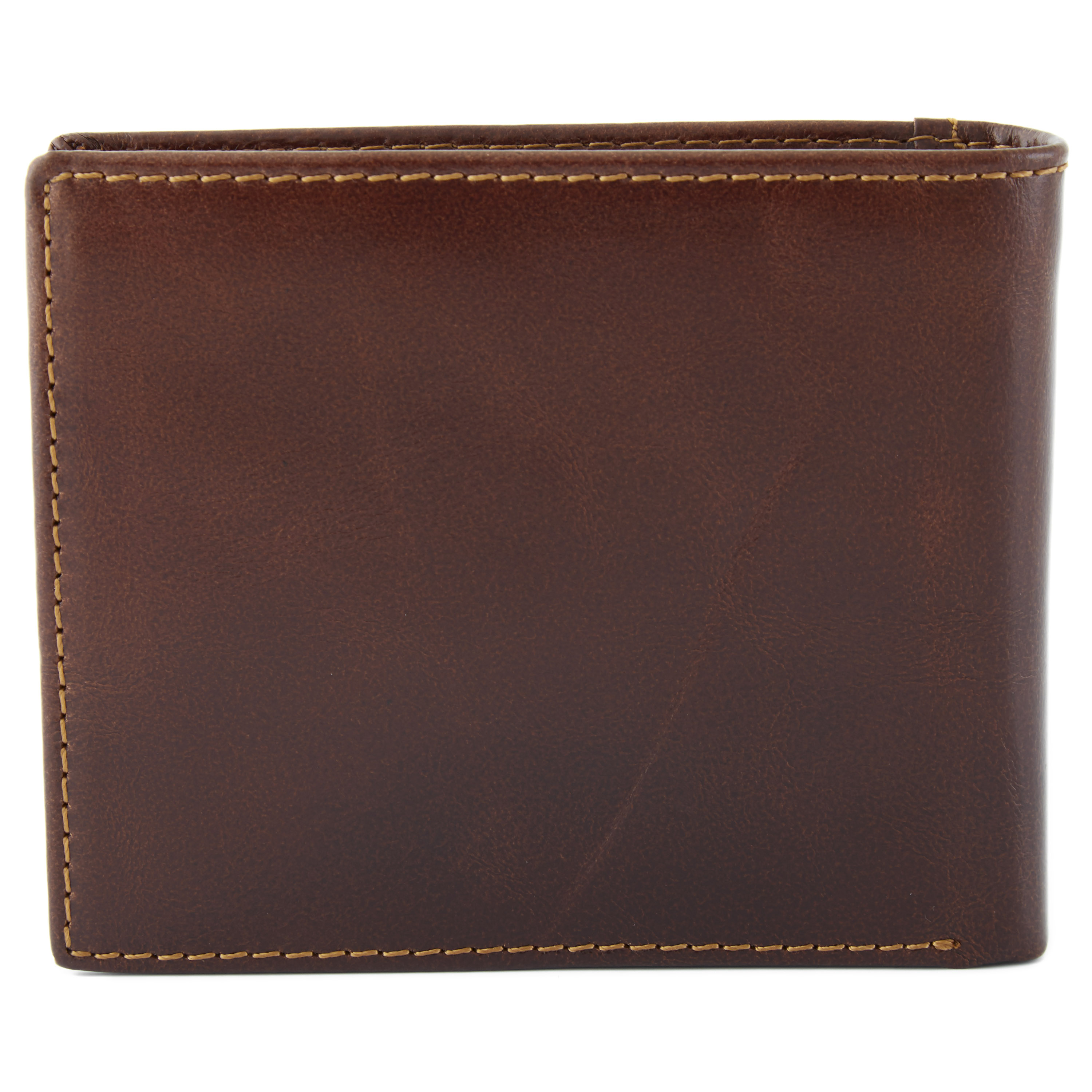 Asymetryczny i podwójnie składany portfel skórzany w rudawobrązowym kolorze - 4