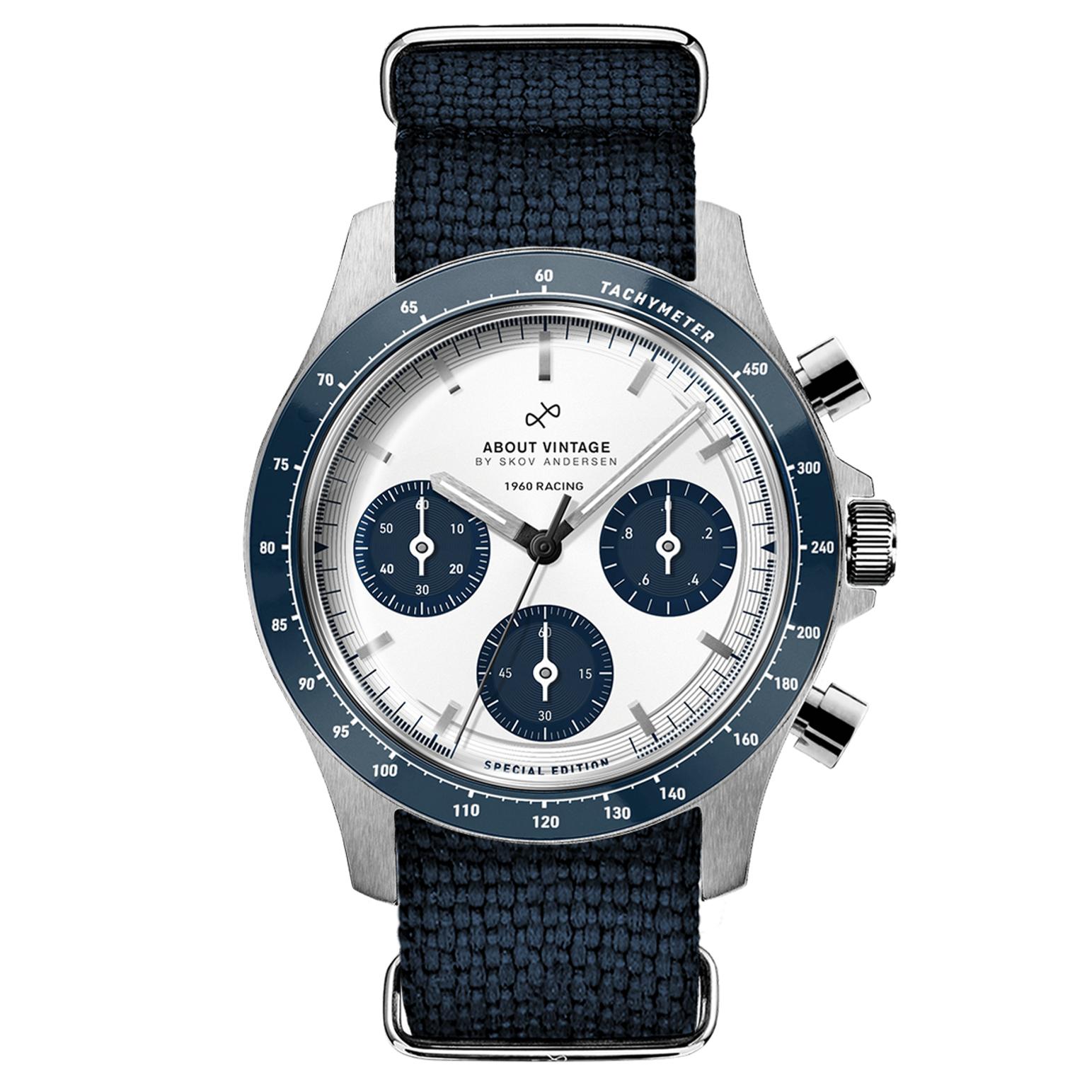 1960 Racing Chronograph | Surgical Steel, Navy & White 1960 Racing Chronograph | Surgical Steel, Navy & White