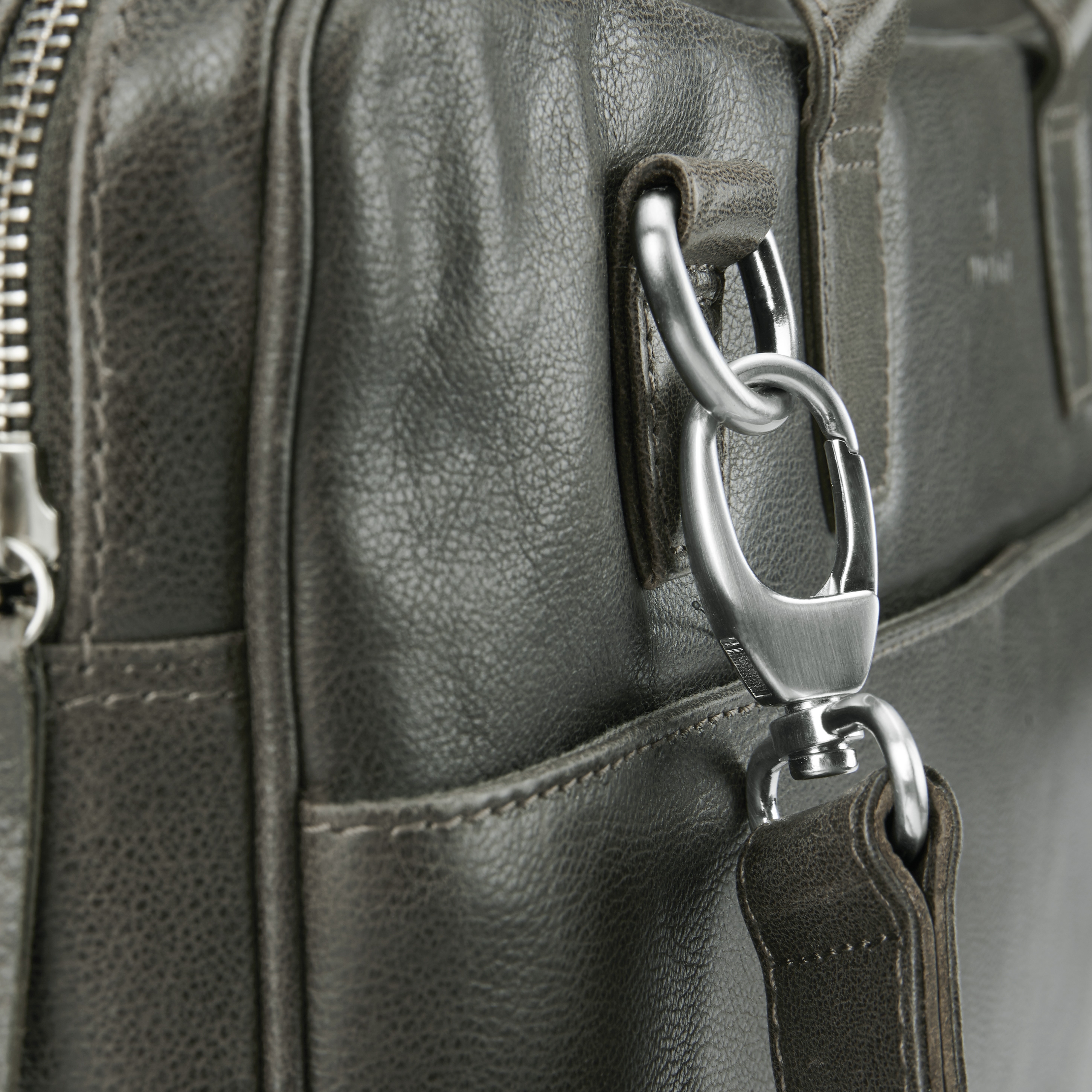 Licio Executive Braungraue Ledertasche Mit Doppel Reißverschluss - 9