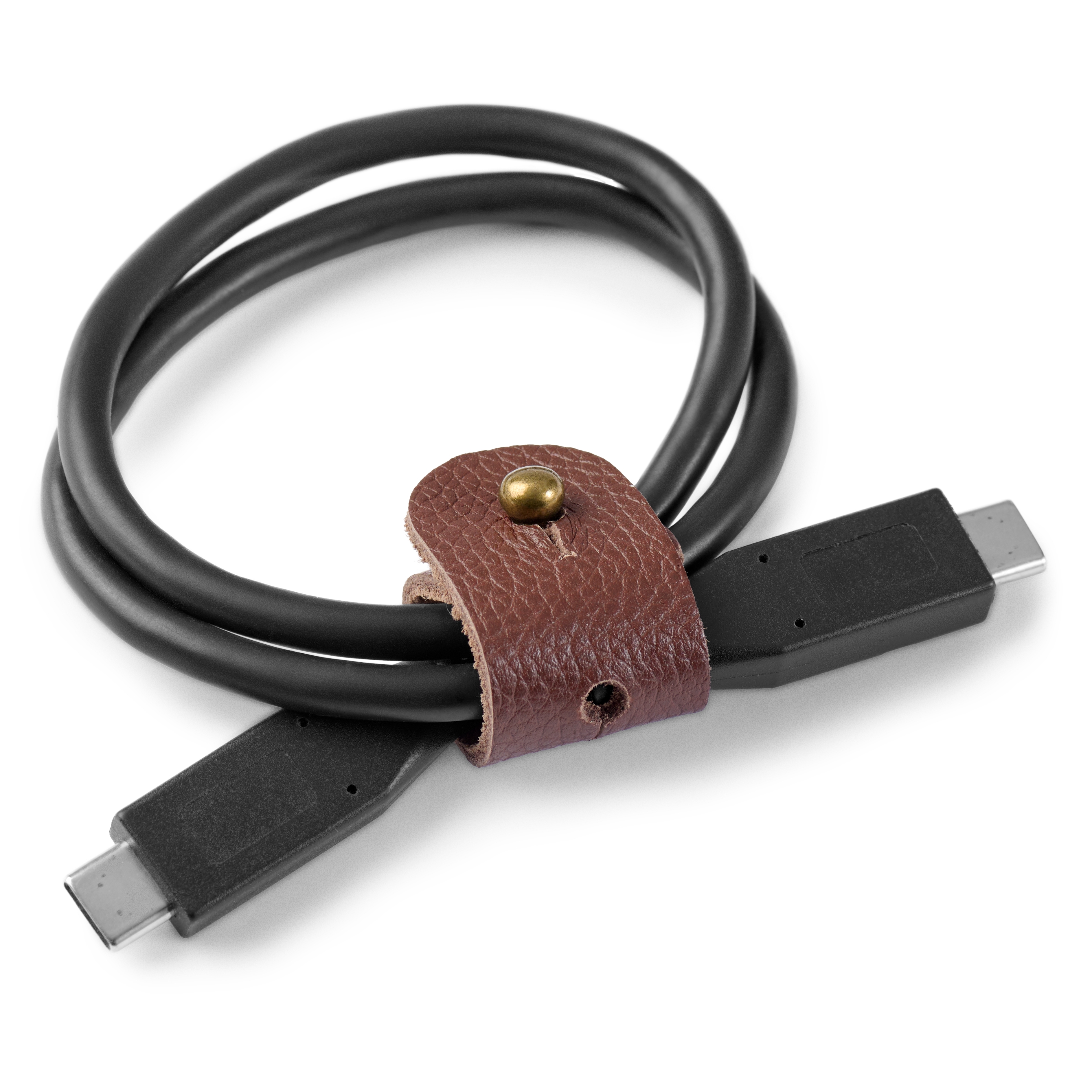 Étui de rangement pour câbles | Cuir marron foncé | Étroit - 2