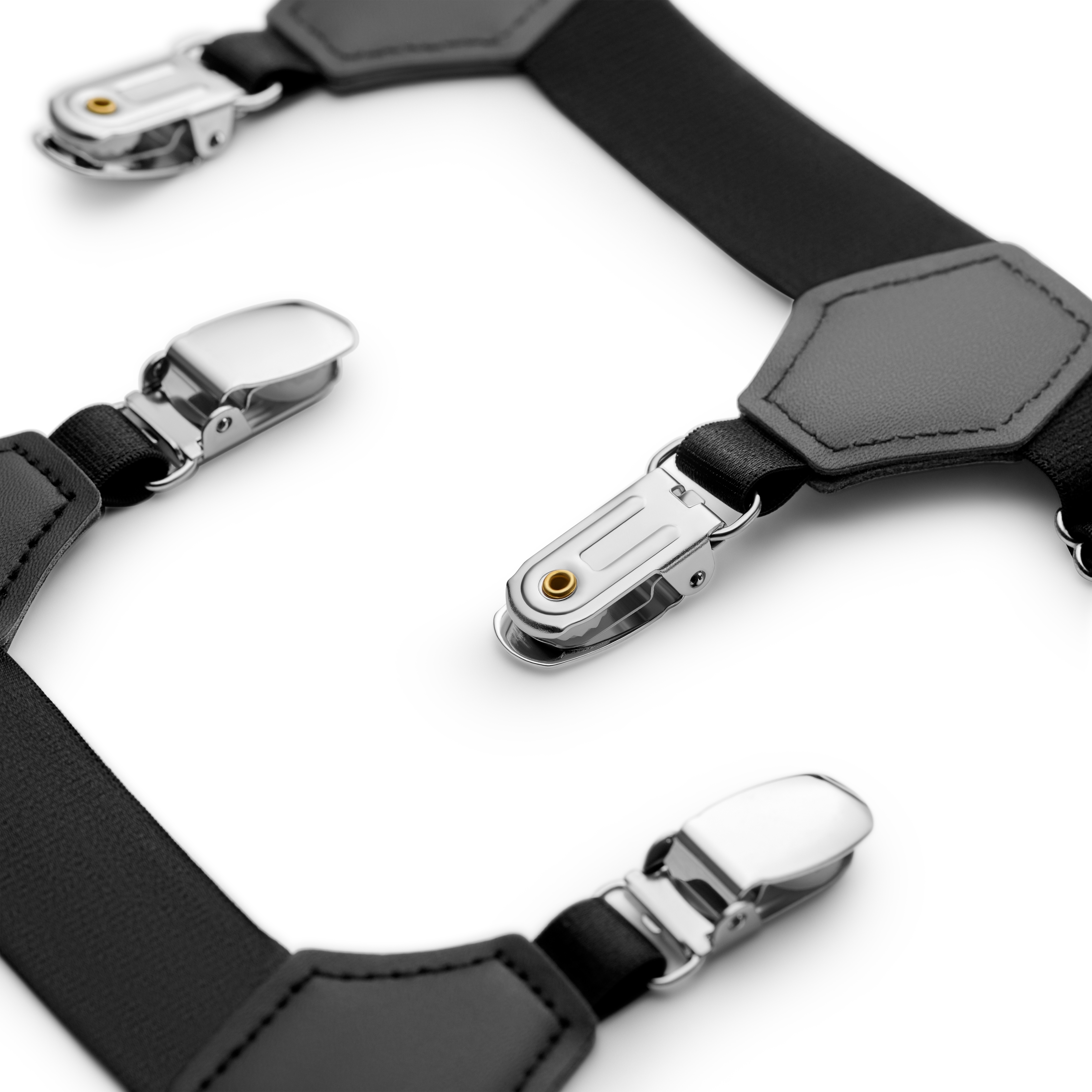 Kleos | Black Sock Garters With Silver-tone Clasps - 5