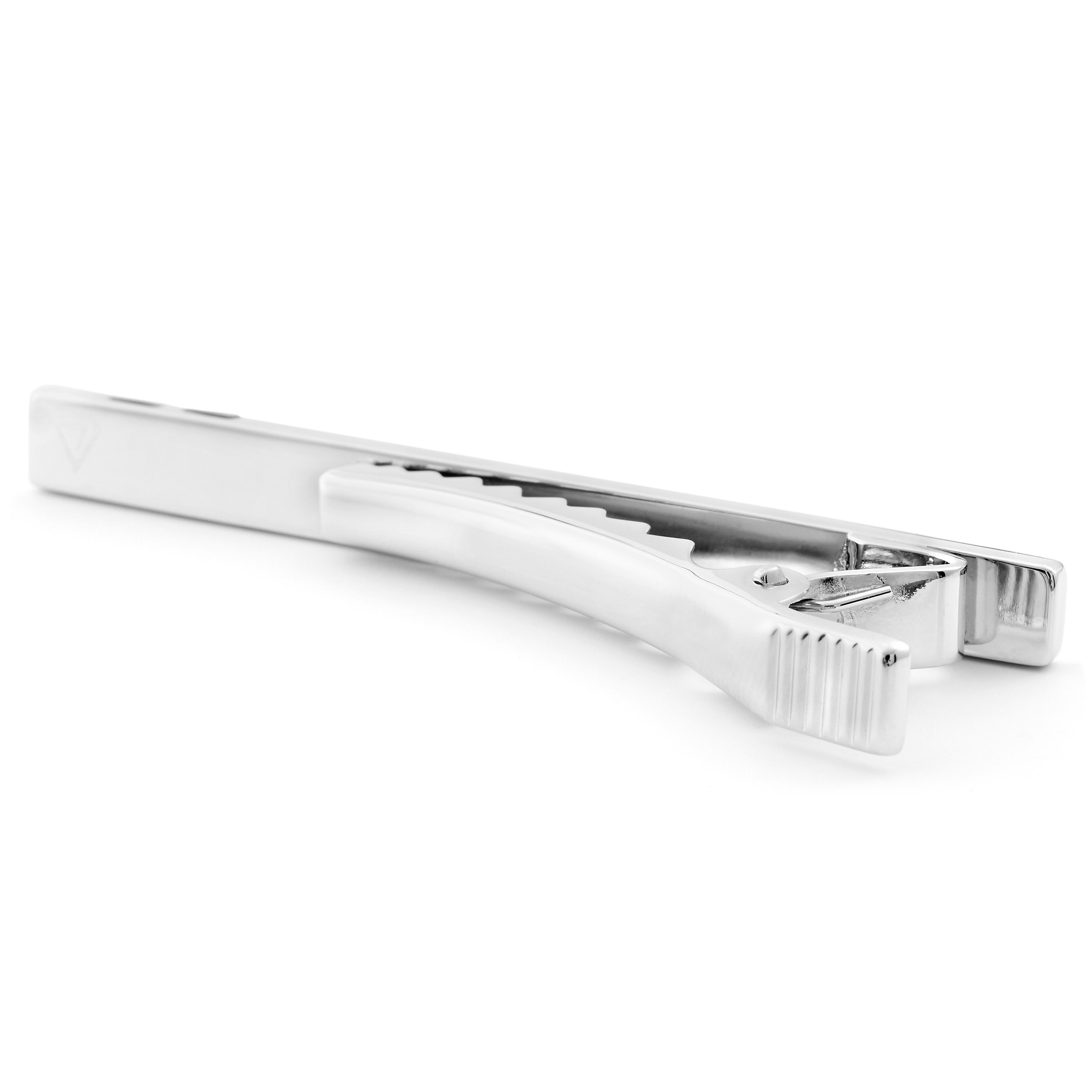 Diagonally Striped 925s Silver Tie Clip - 2