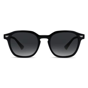 Черни поляризирани слънчеви очила с дебели геометрични рамки